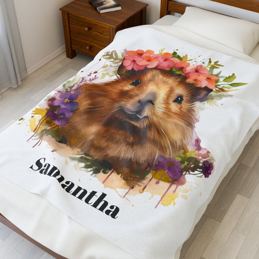 Personalized Capybara Velveteen Plush Blanket