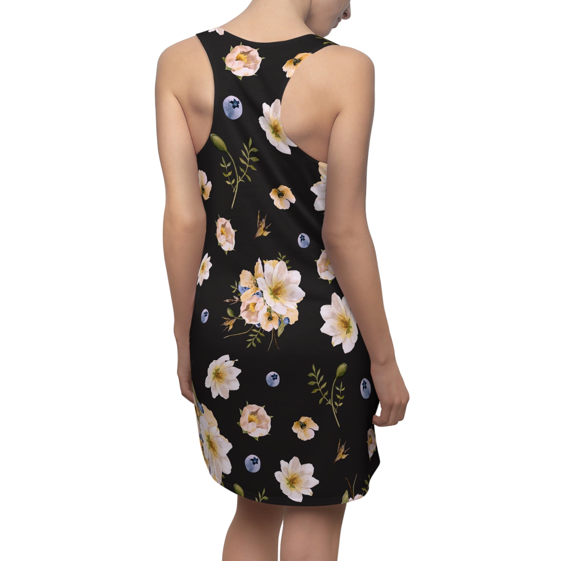 Women's Tropical Black Racerback Dress