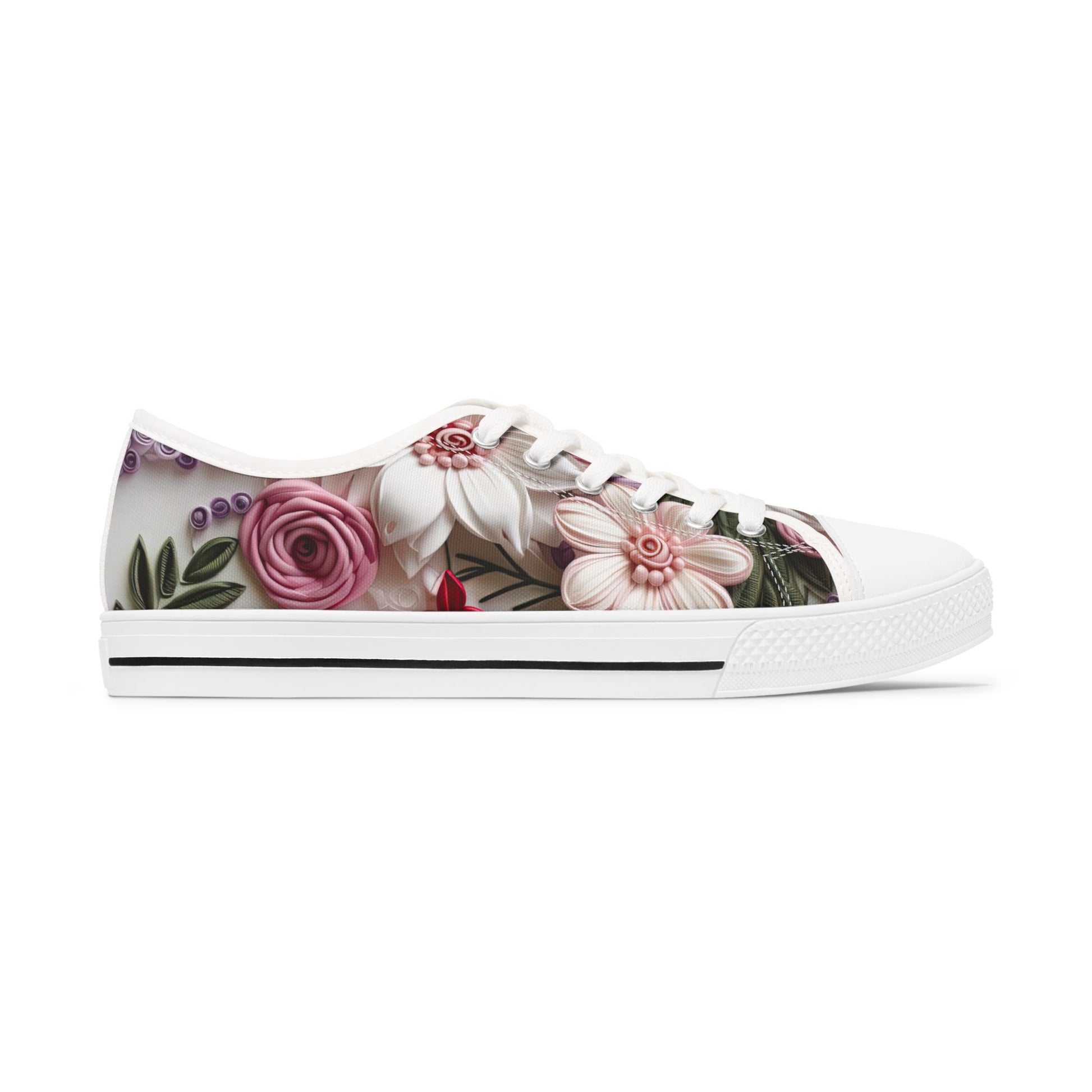 Floral Pattern Women's Low Top Sneakers Casual Footwear