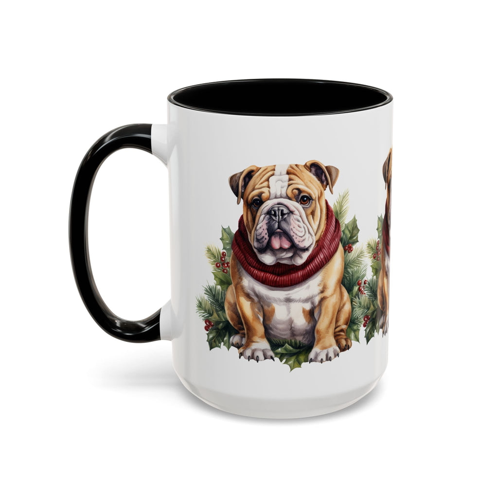 Bulldog Holiday Mug in Scarf 11oz, 15oz