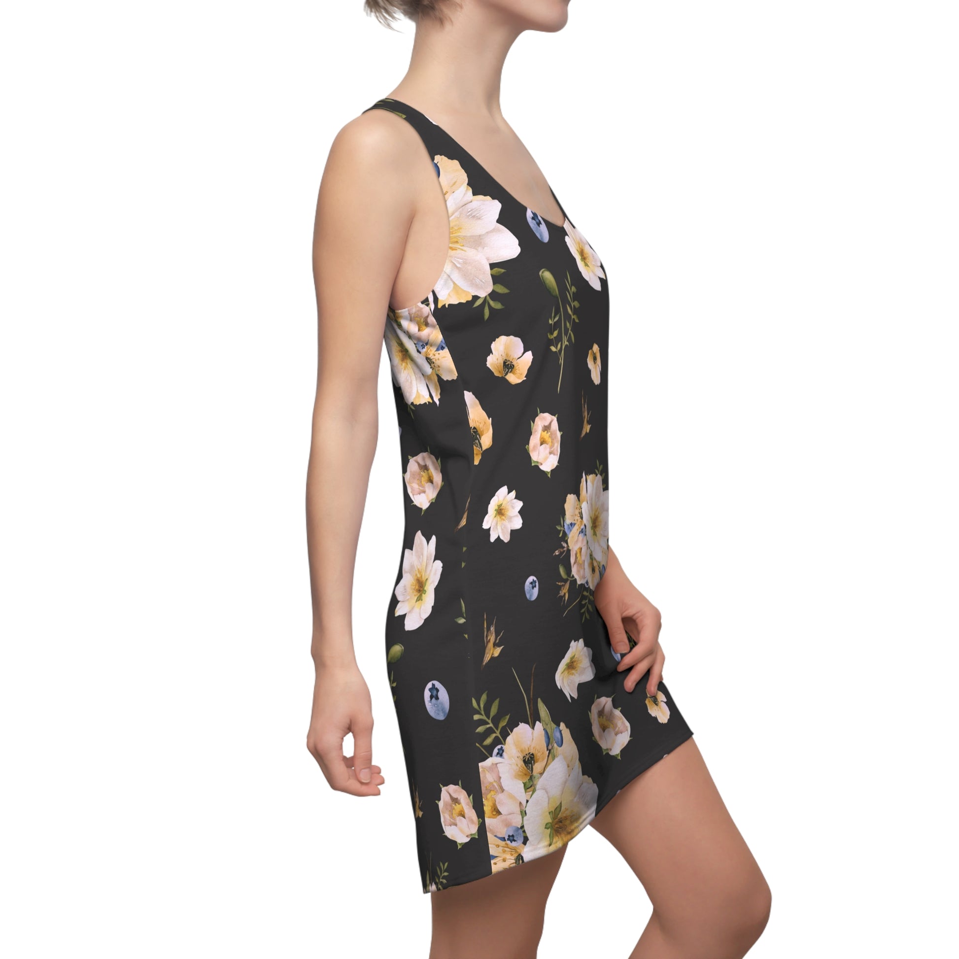 Women's Tropical Black Racerback Dress