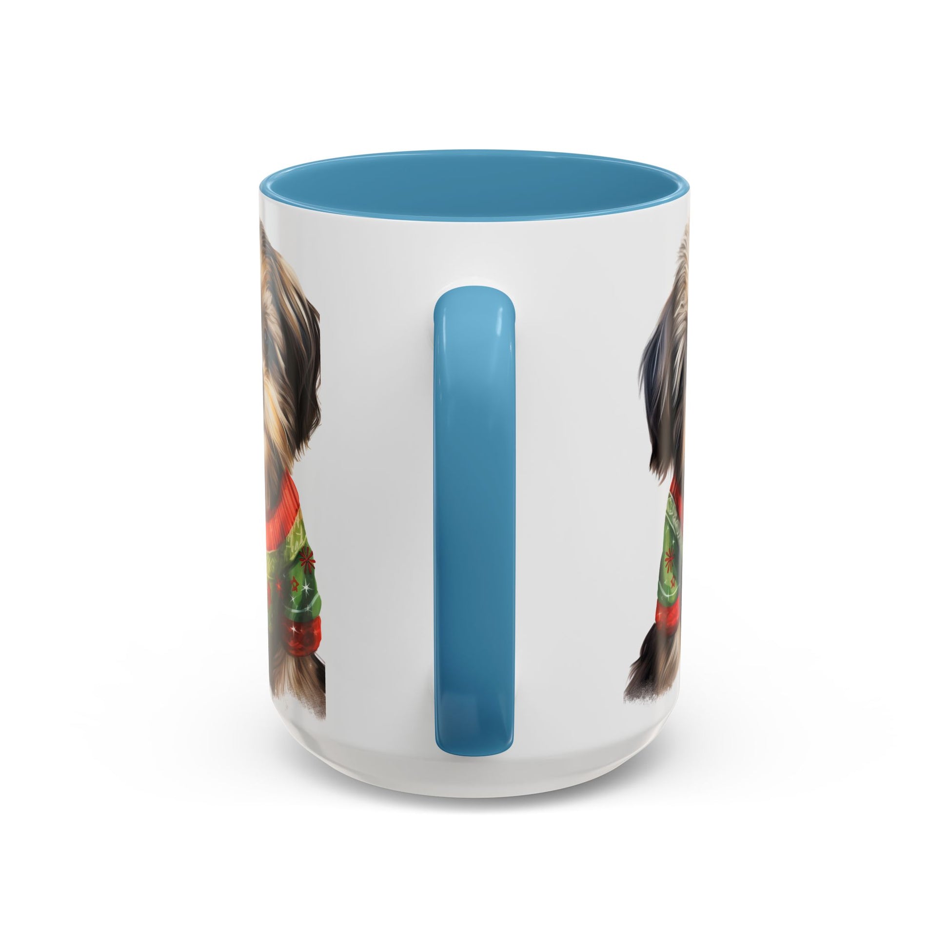 Shih Tzu Holiday Mug — Cute Puppy in Christmas Sweater Accent Coffee Mug