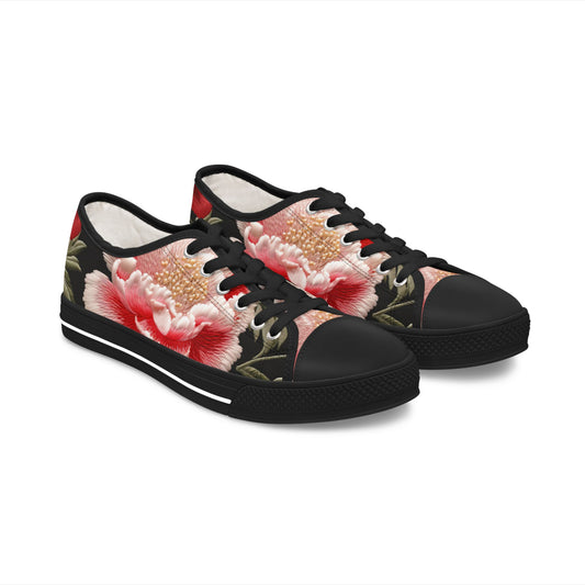 Floral Sneakers - Women's Low Top Shoes for Spring Fashion and Casual Outings