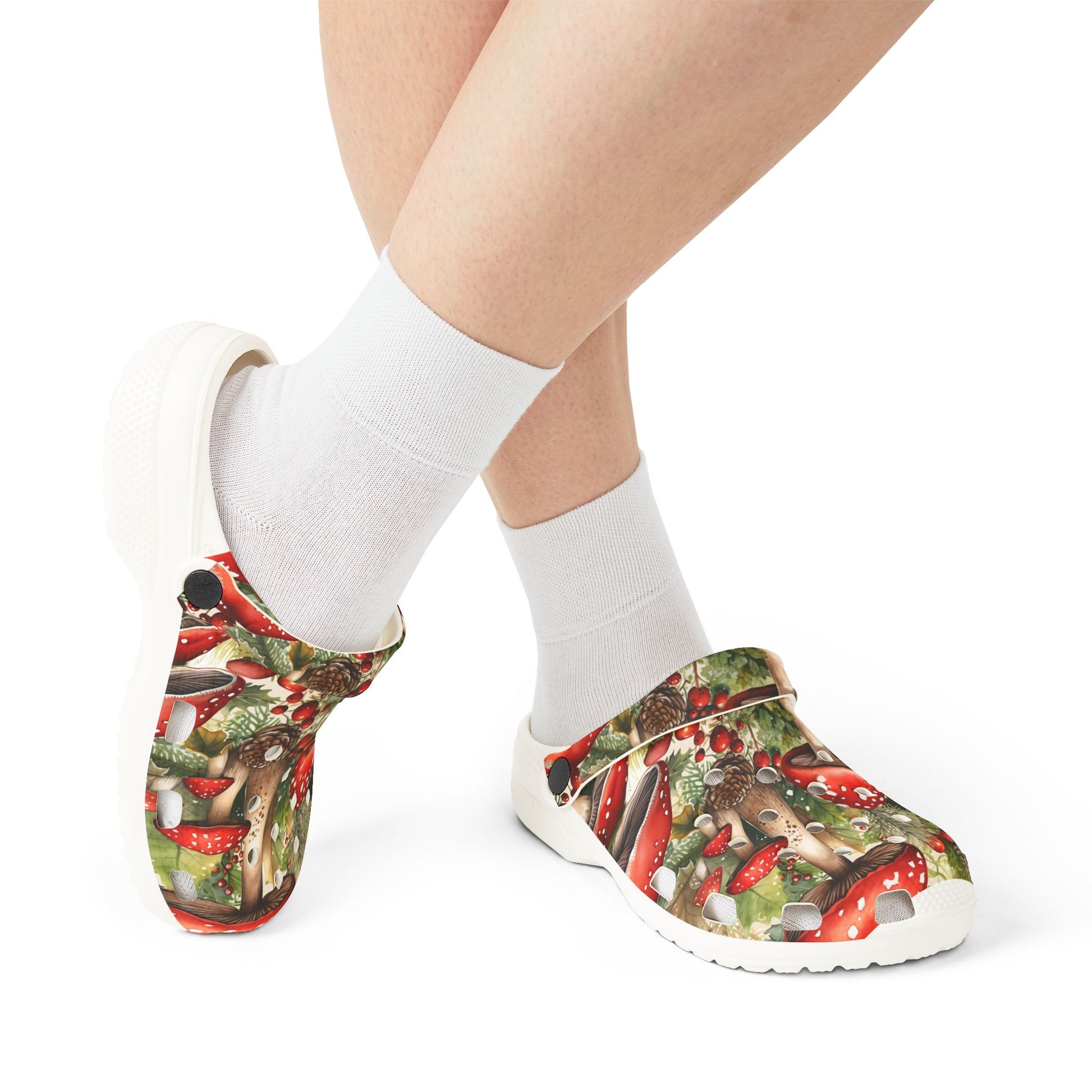 Whimsical Mushroom Print Clogs