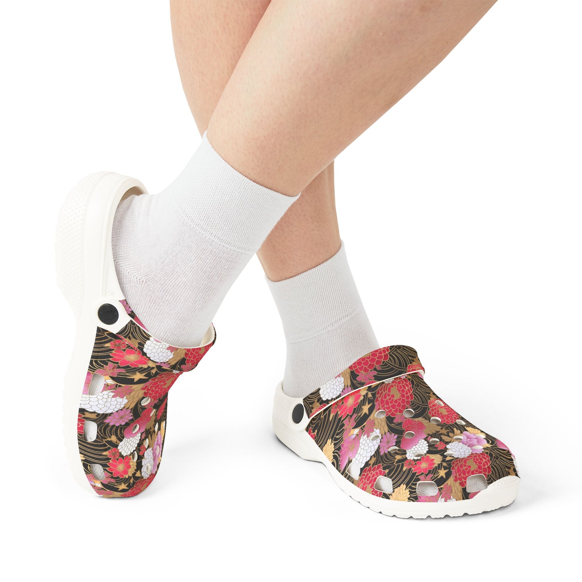 Comfortable Garden Shoes, Slip-On Japanese Chiyogami Design