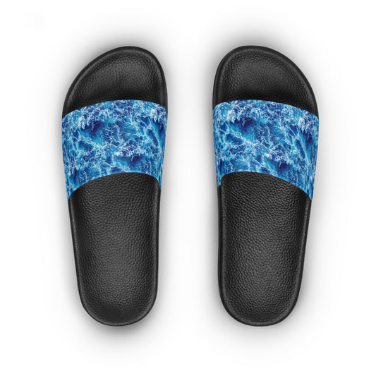 Ocean Waves Women's Slide Sandals - Beach Sandals, Summer Shoes, Flip Flops, Beachwear, Vacation Sandals