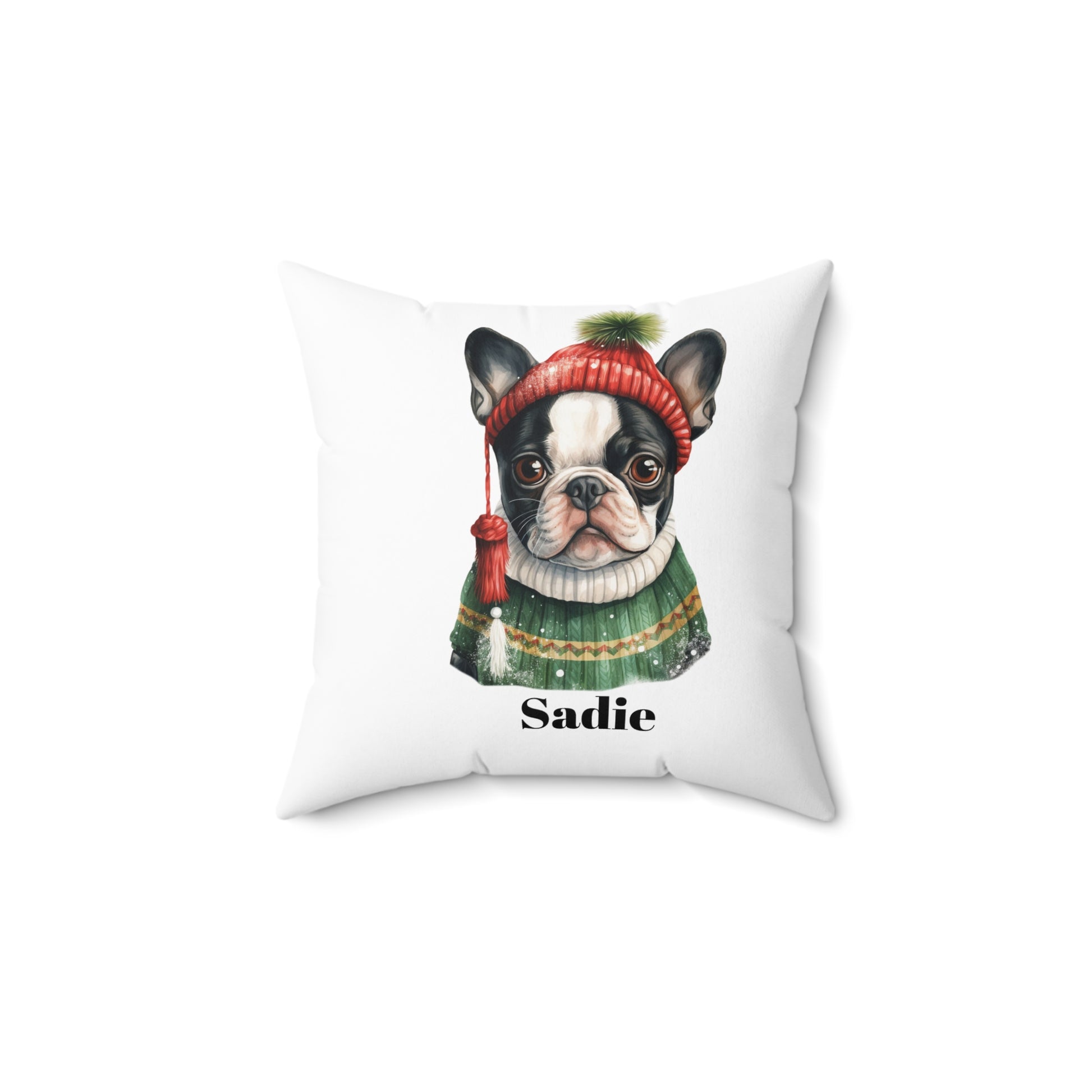 Square Pillow French Bulldog Personalized Holiday Decor