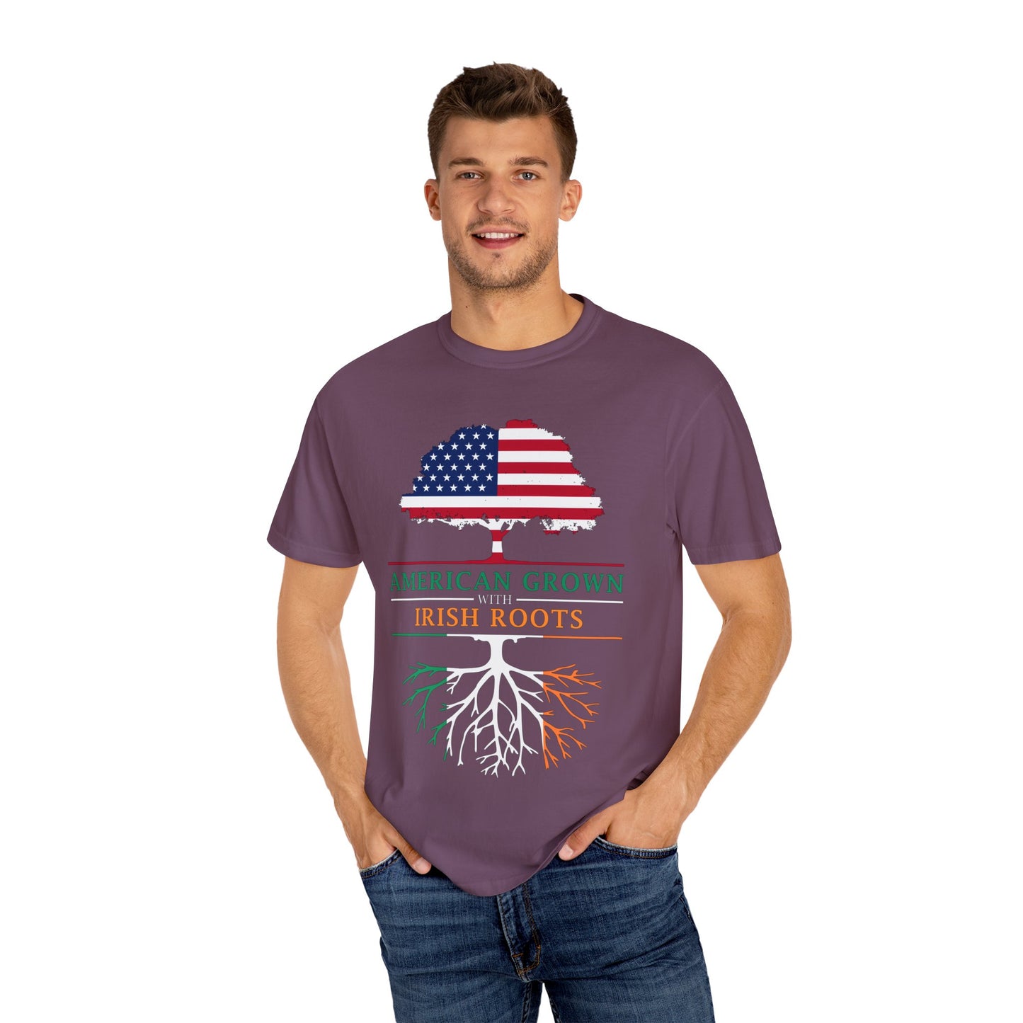 American Grown with Irish Roots T-Shirt, Unisex Tee for St Patrick's Day, Irish Pride, Casual Wear, Gift for Him/Her