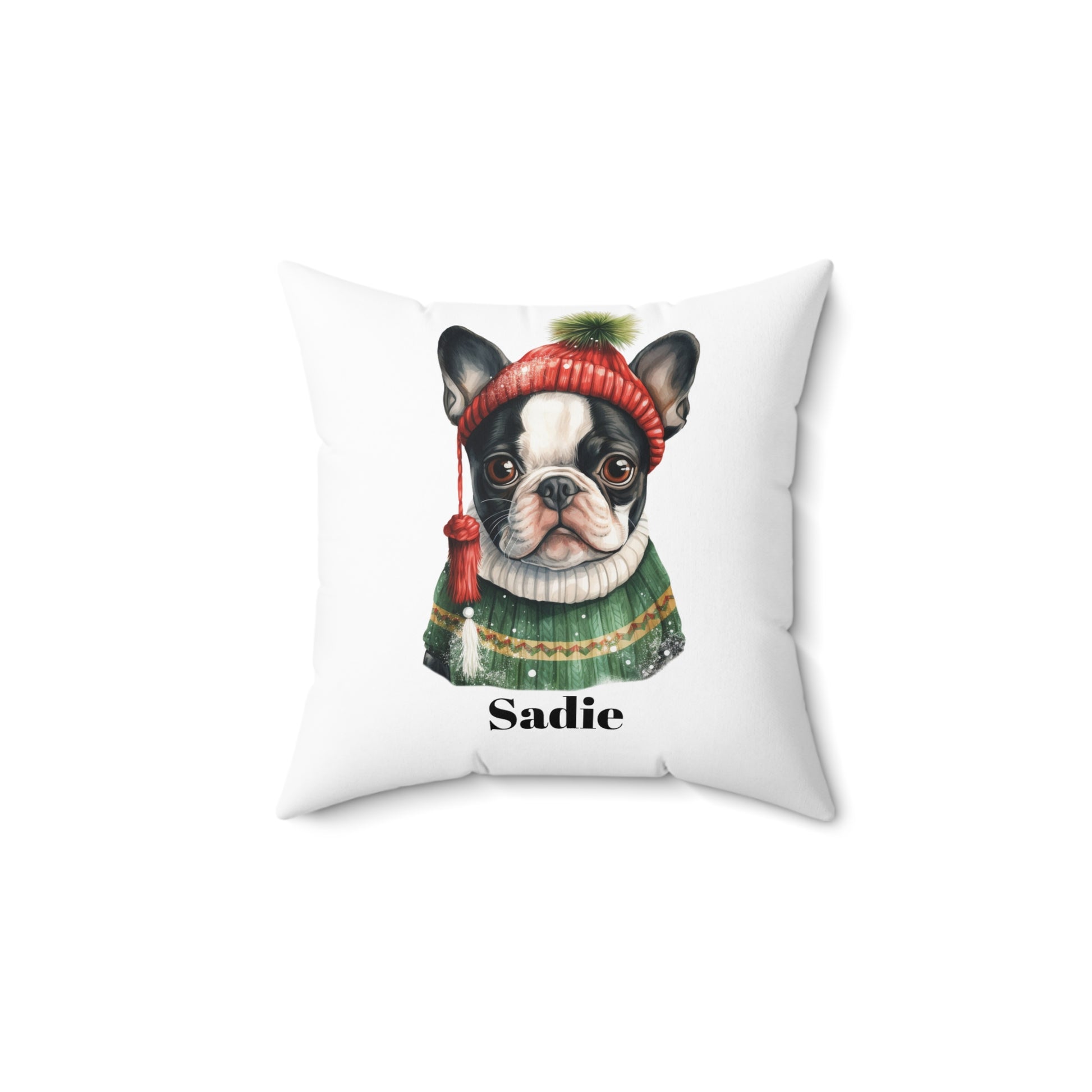 Square Pillow French Bulldog Personalized Holiday Decor
