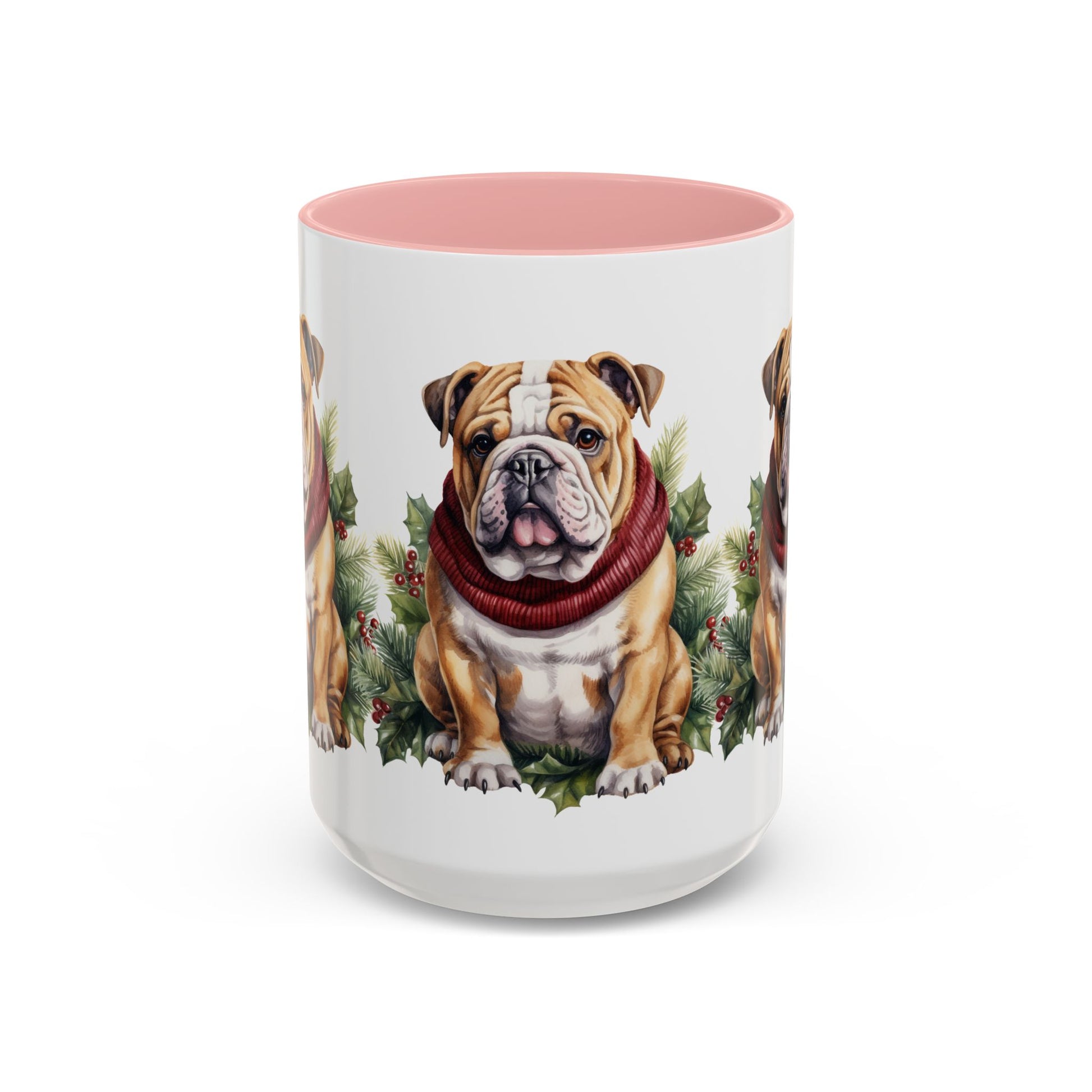 Bulldog Holiday Mug in Scarf 11oz, 15oz