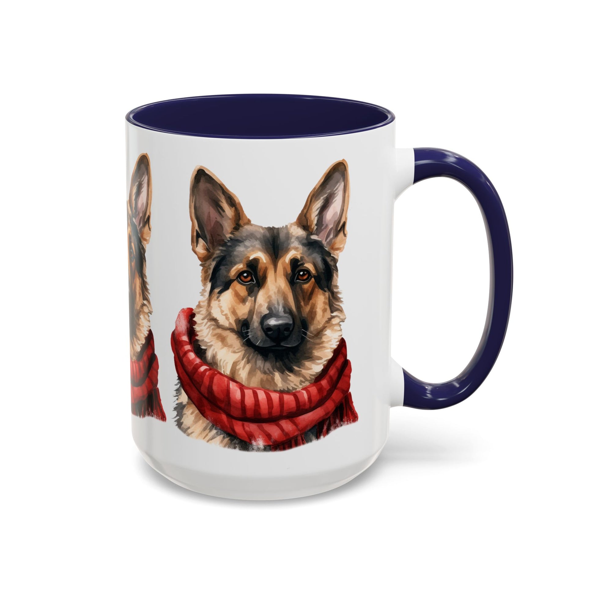German Shepherd in Red Scarf Accent Coffee Mug | 11oz 15oz