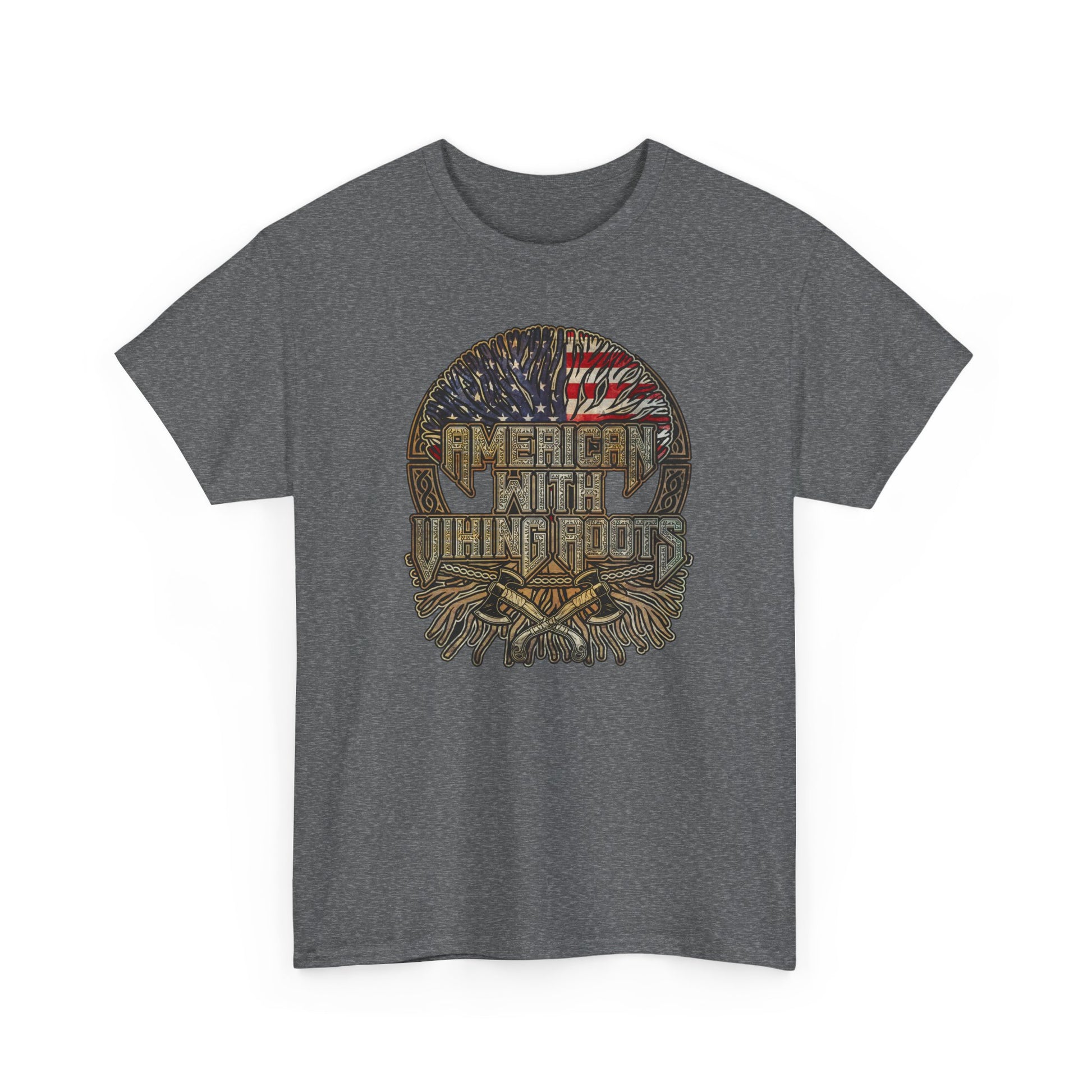 American Roots Viking Patriotic Tee - Father's Day Gift Heavy Cotton T-Shirt