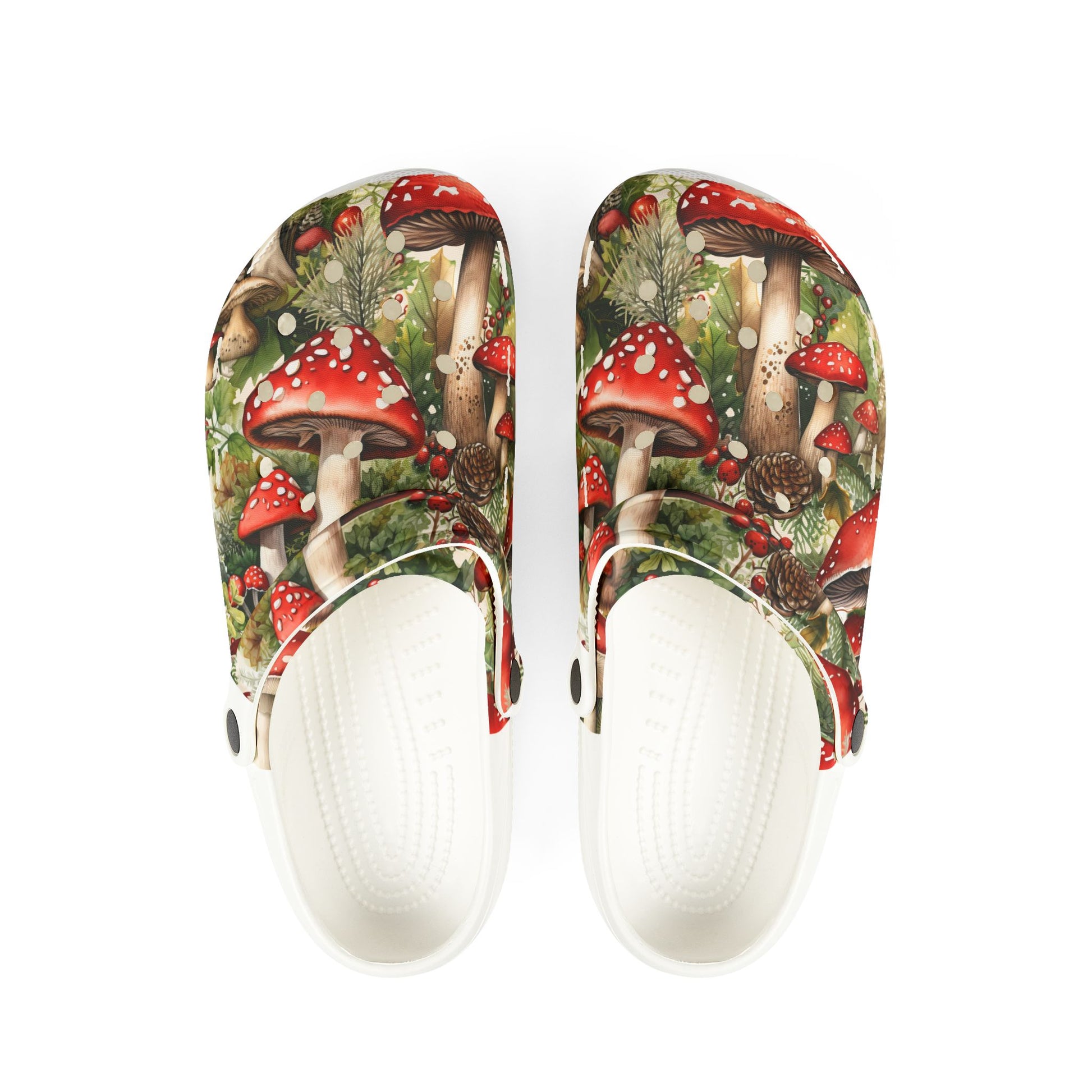 Whimsical Mushroom Print Clogs