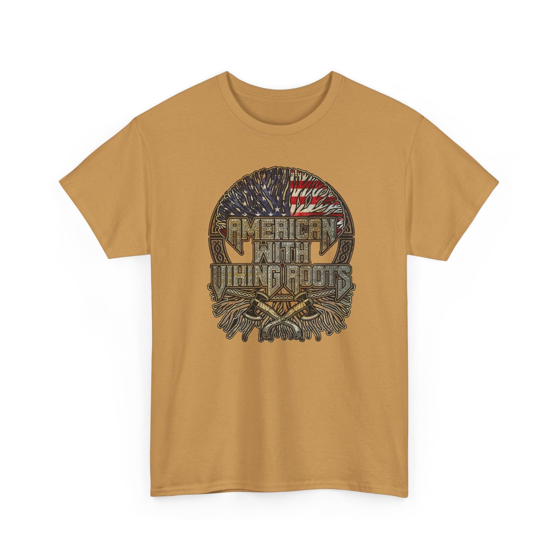 American Roots Viking Patriotic Tee - Father's Day Gift Heavy Cotton T-Shirt