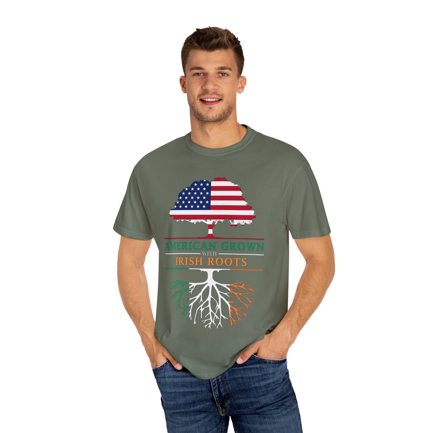 American Grown with Irish Roots T-Shirt, Unisex Tee for St Patrick's Day, Irish Pride, Casual Wear, Gift for Him/Her