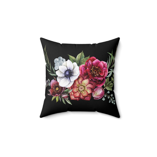 Decorative Pillow Dahlia Flowers, Faux Suede Square Pillow