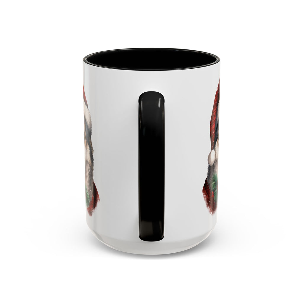 Christmas Husky Accent Coffee Mug – Festive Santa Hat Dog Holiday Gift (11/15oz)