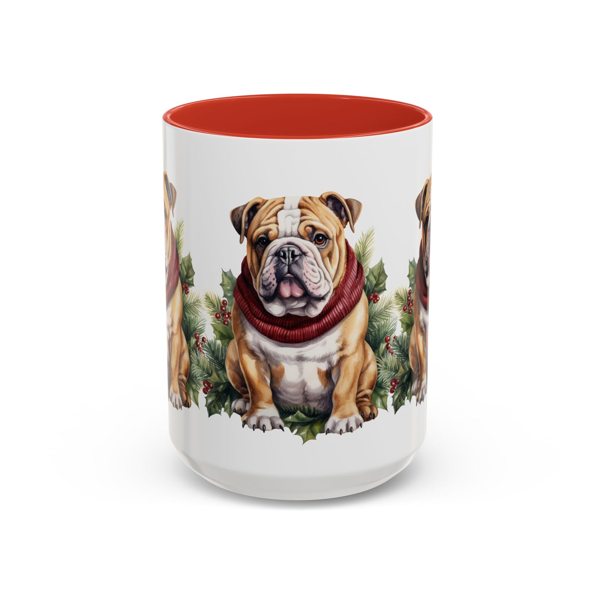 Bulldog Holiday Mug in Scarf 11oz, 15oz