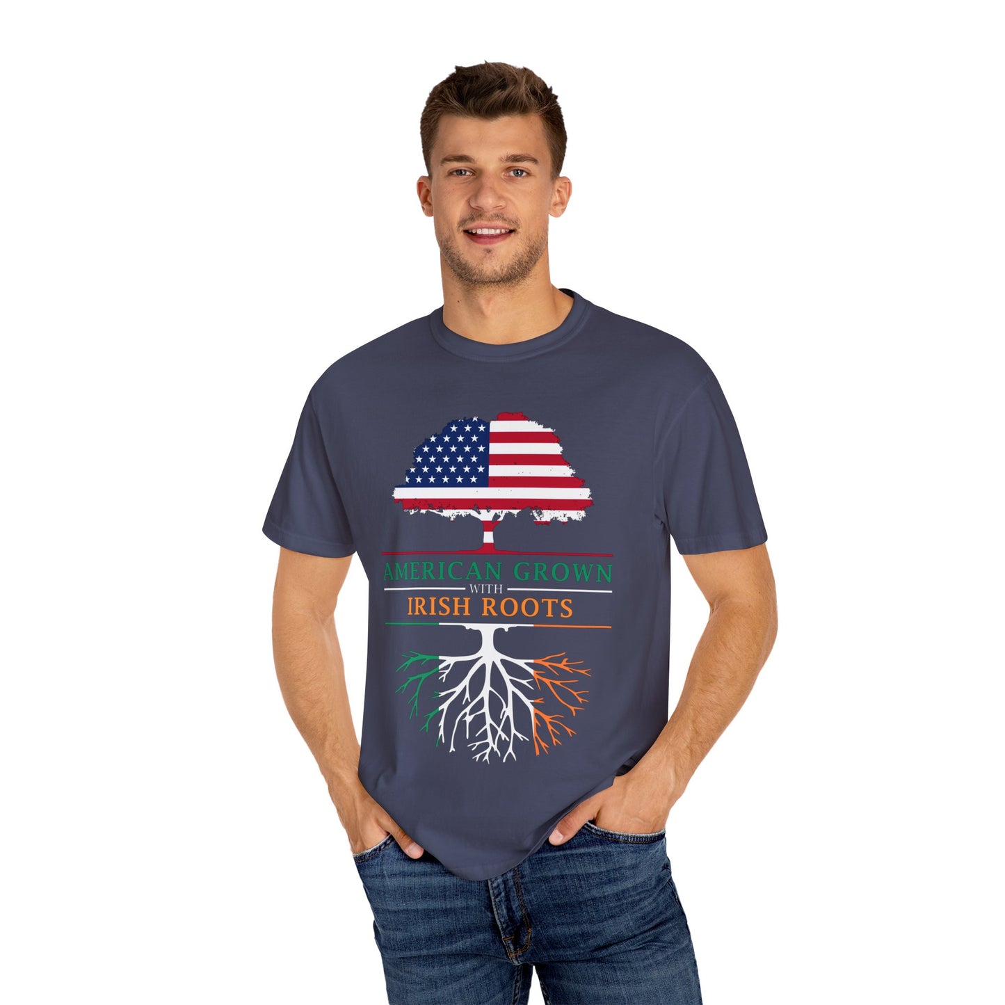 American Grown with Irish Roots T-Shirt, Unisex Tee for St Patrick's Day, Irish Pride, Casual Wear, Gift for Him/Her