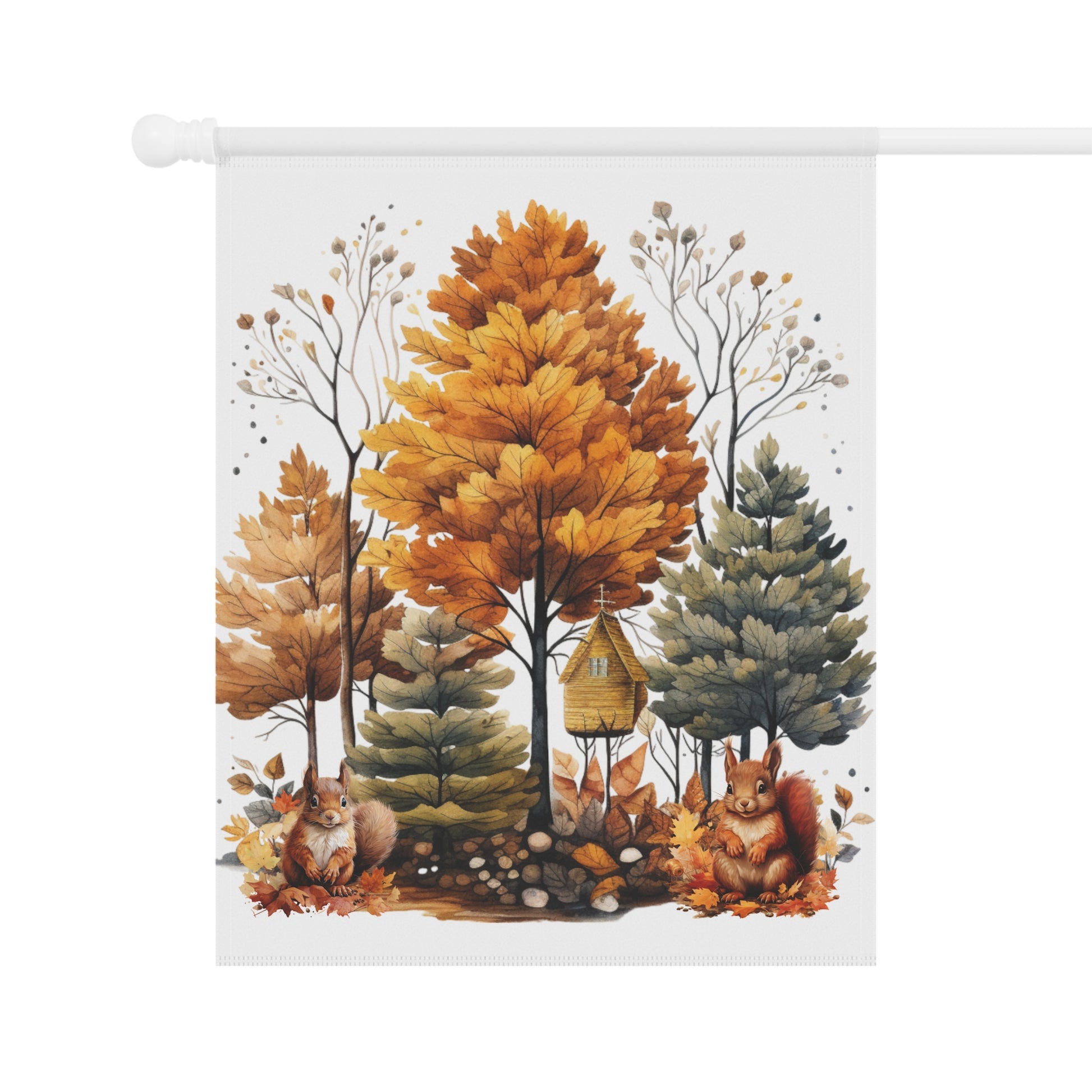 Autumn Garden Banner, Fall Decor, Squirrel Flag, Seasonal Outdoor Decoration, Thanksgiving Home Accent