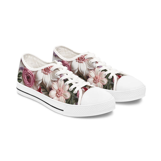 Floral Pattern Women's Low Top Sneakers - Stylish & Comfortable Casual Footwear