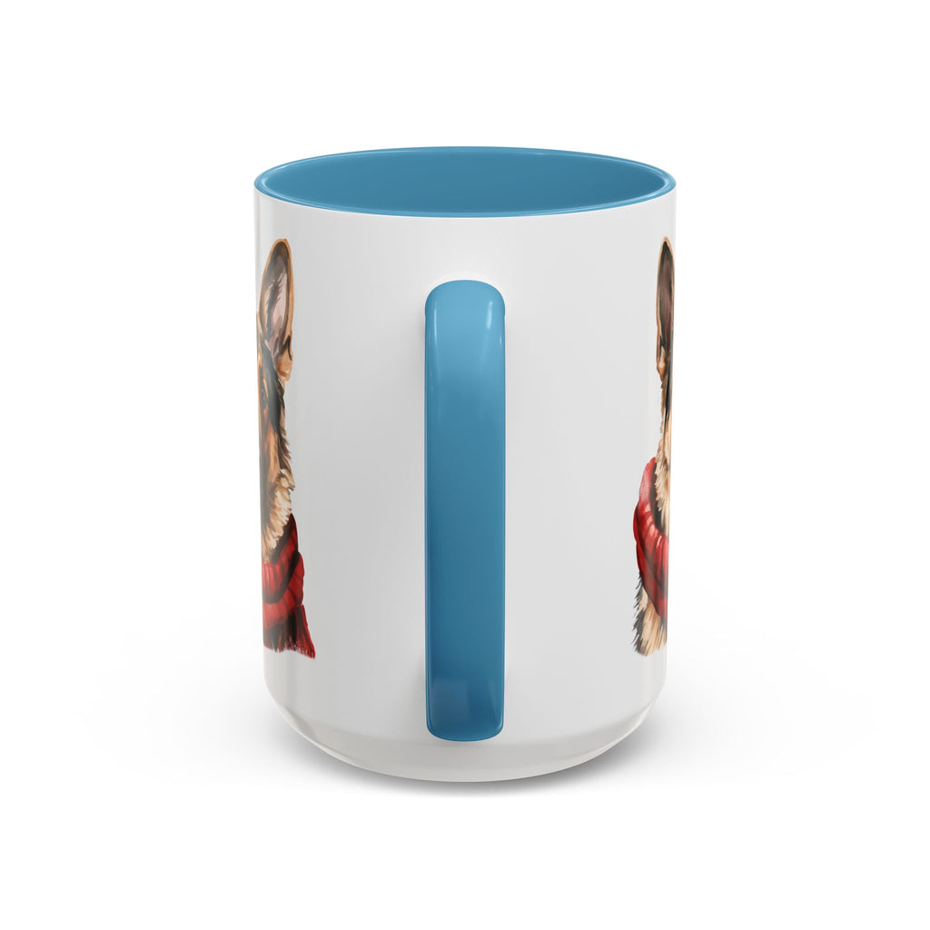 German Shepherd in Red Scarf Accent Coffee Mug | 11oz 15oz