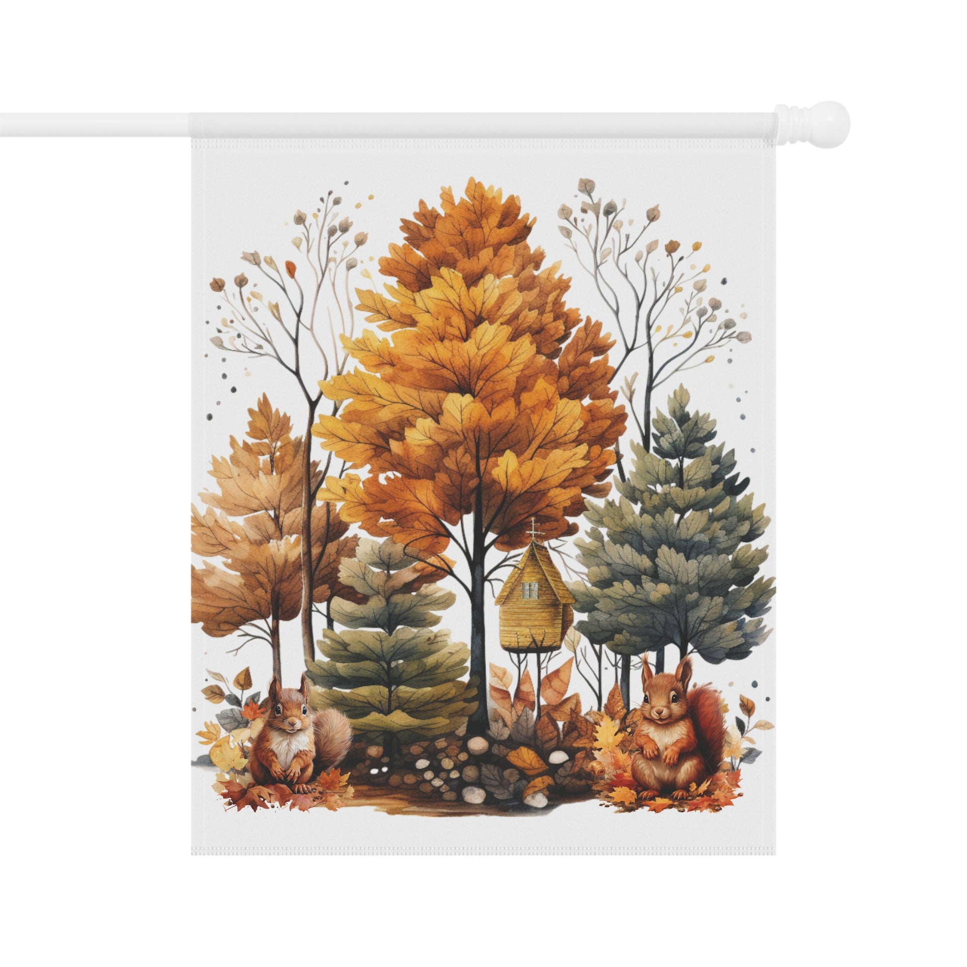 Autumn Garden Banner, Fall Decor, Squirrel Flag, Seasonal Outdoor Decoration, Thanksgiving Home Accent