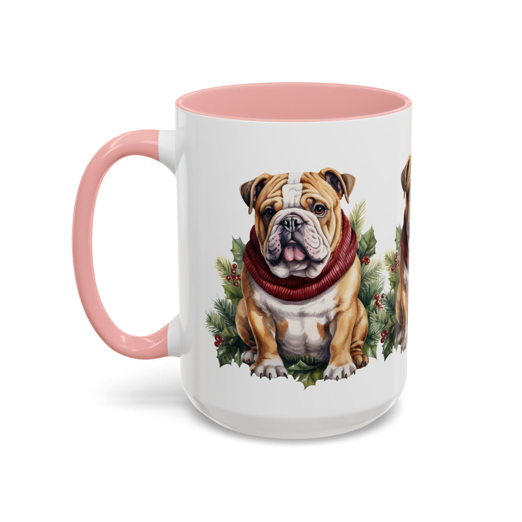 Bulldog Holiday Mug in Scarf 11oz, 15oz