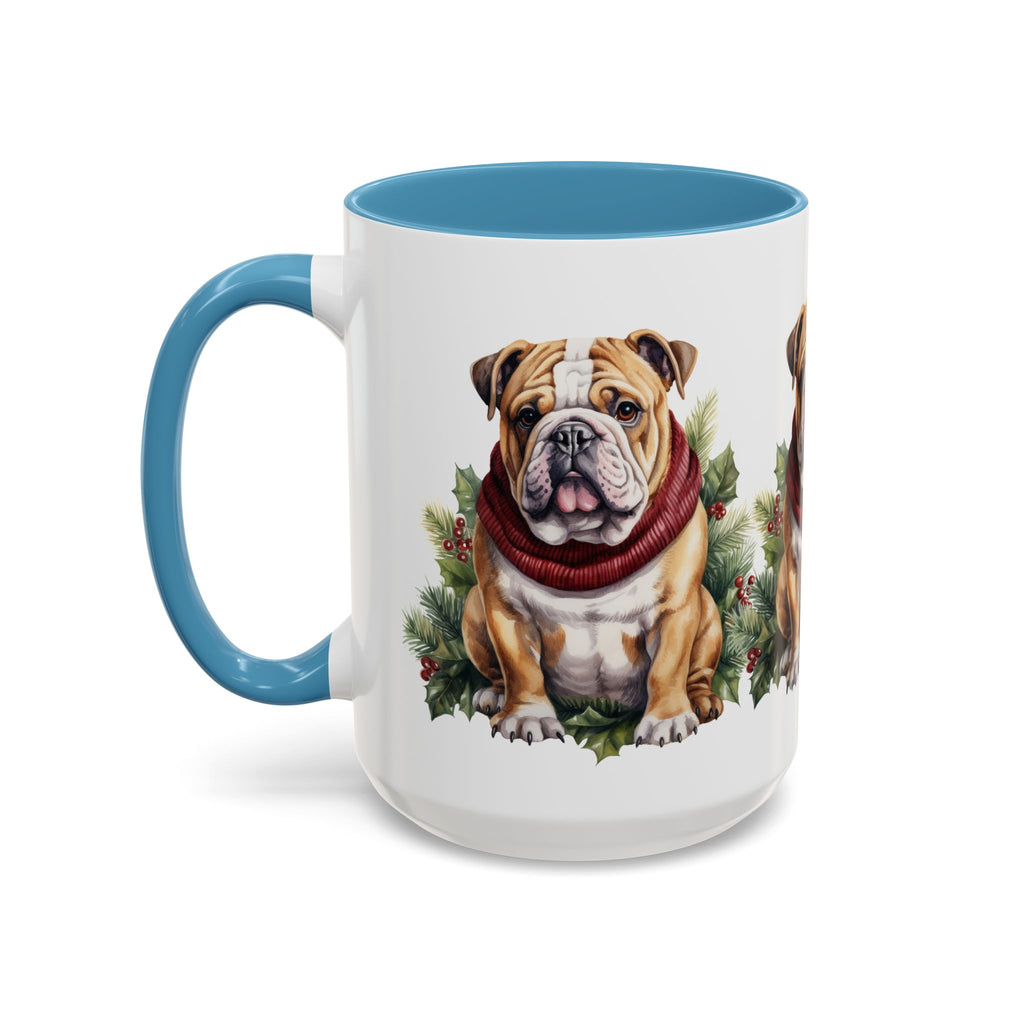 Bulldog Holiday Mug in Scarf 11oz, 15oz
