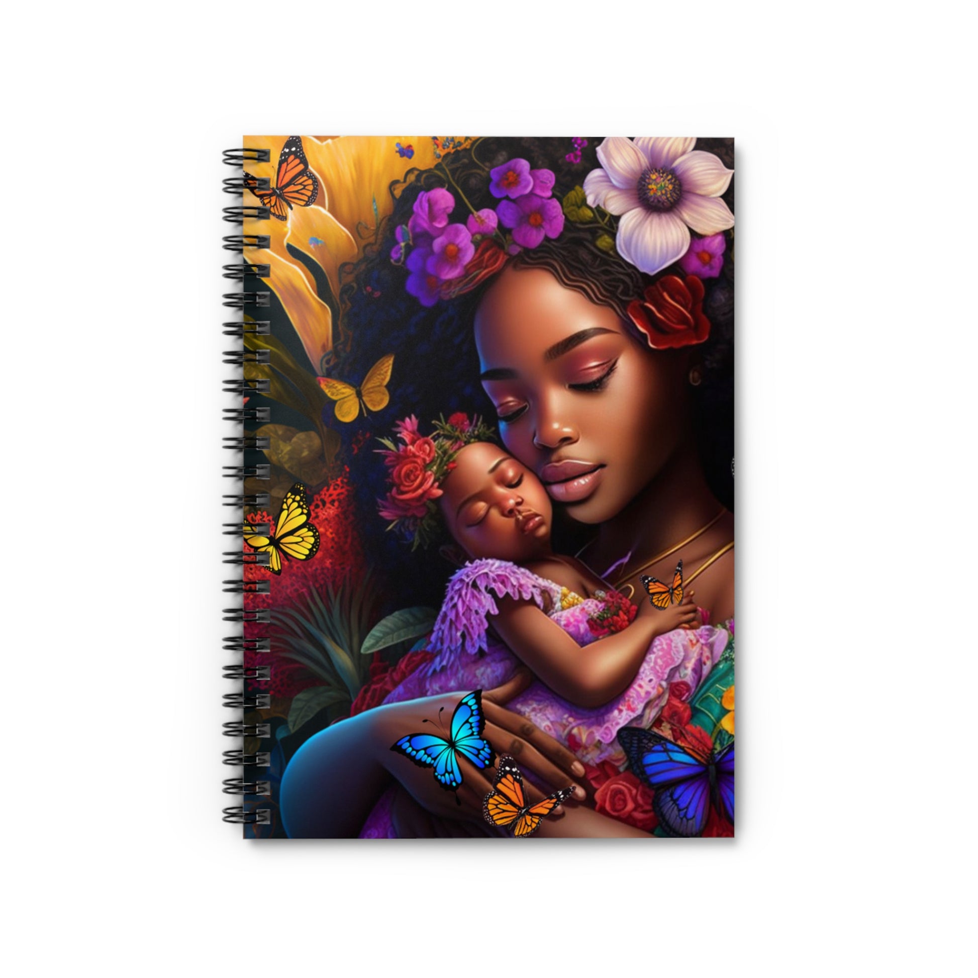 Spiral Notebook - Black Girl Mom & Baby - Ruled Line