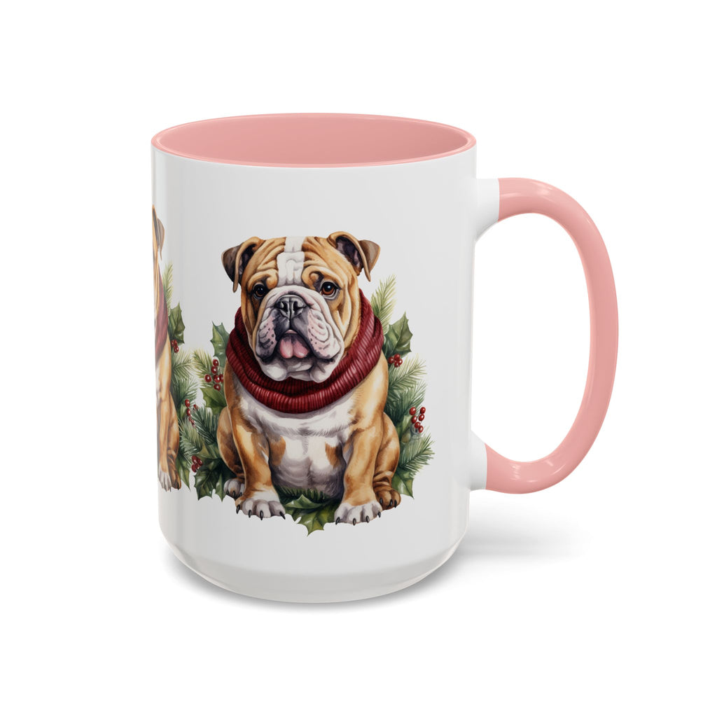 Bulldog Holiday Mug in Scarf 11oz, 15oz