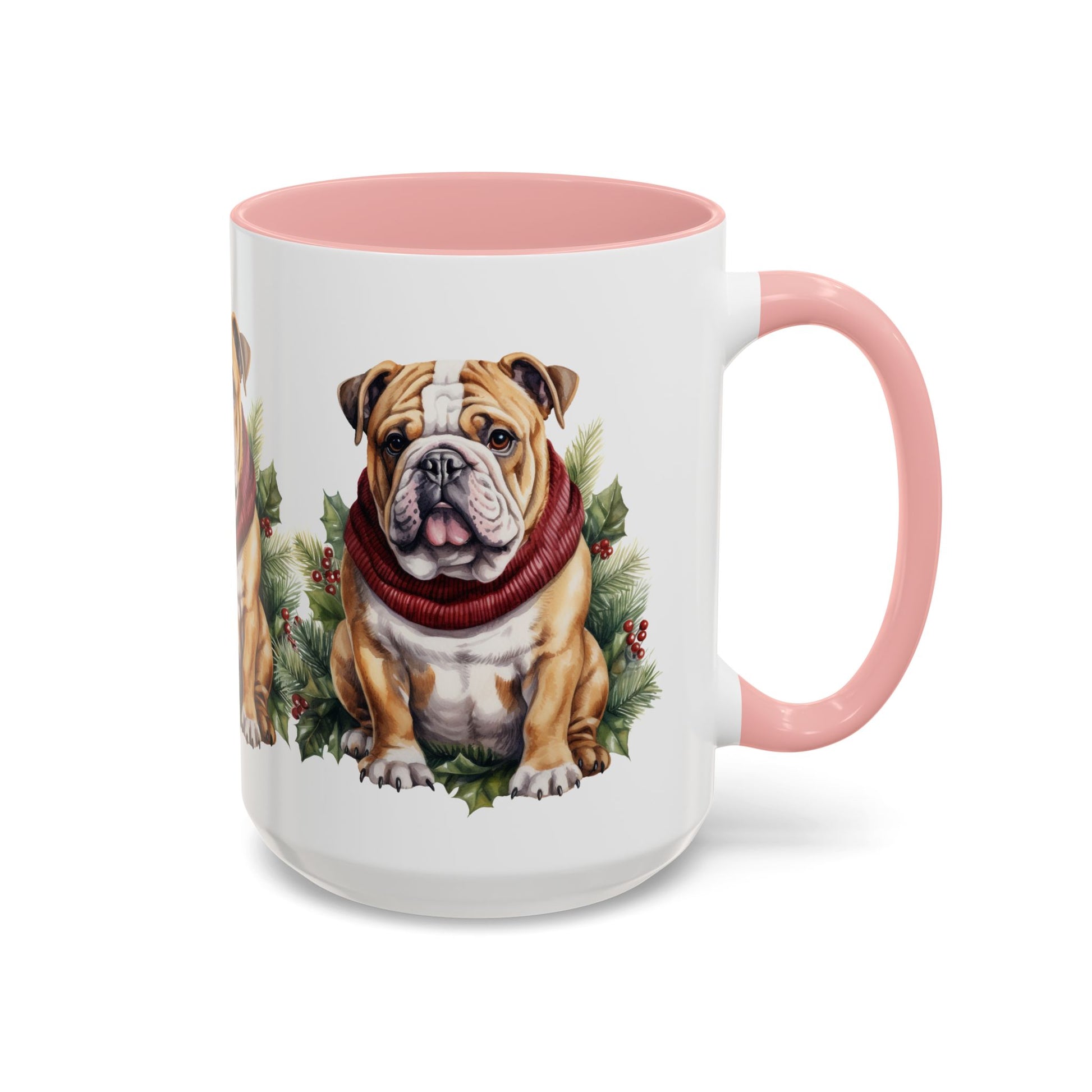 Bulldog Holiday Mug in Scarf 11oz, 15oz