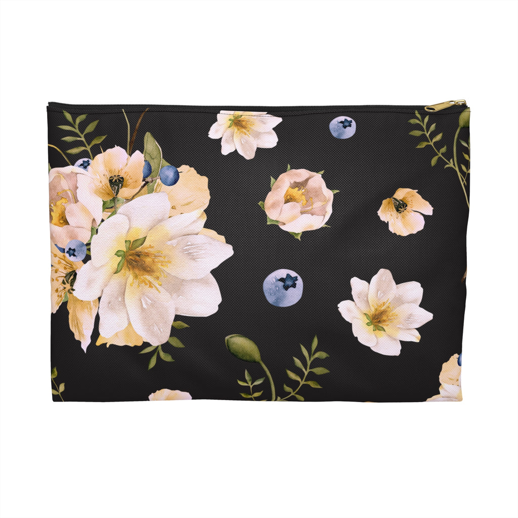 Floral black accessory pouch for makeup and essentials, perfect for organizing. Accessory Pouch Floral Black Maker up Bag.