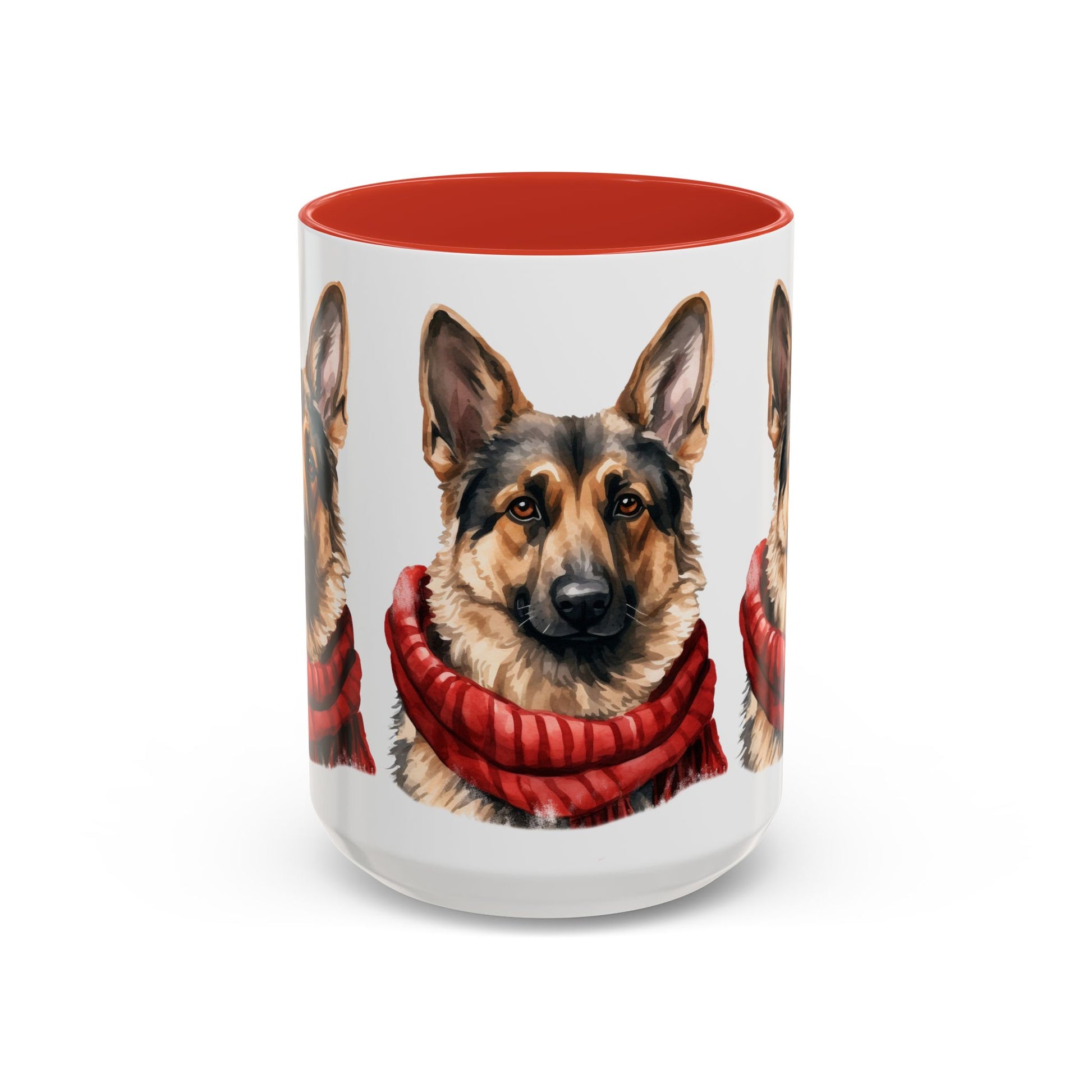 German Shepherd in Red Scarf Accent Coffee Mug | 11oz 15oz