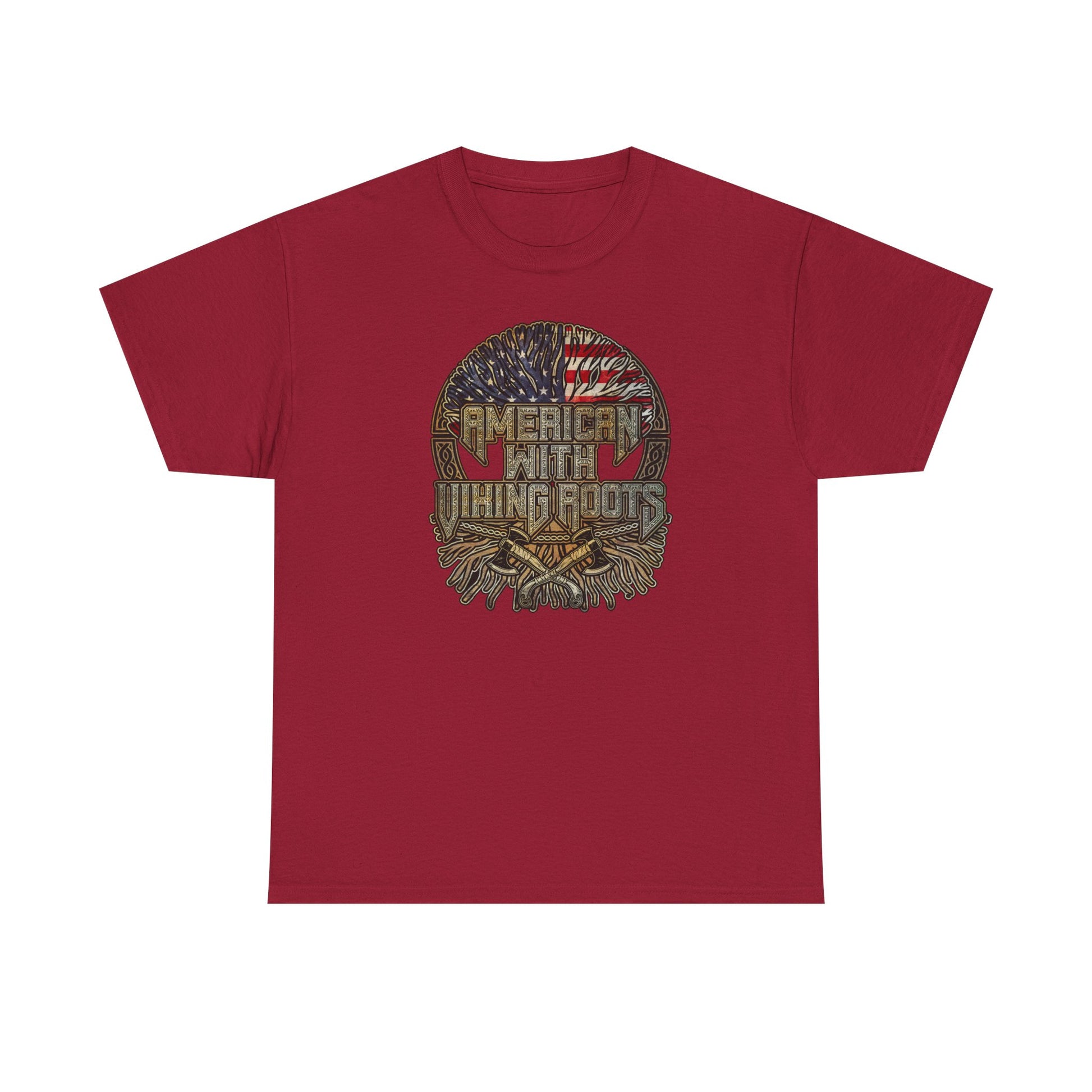 American Roots Viking Patriotic Tee - Father's Day Gift Heavy Cotton T-Shirt