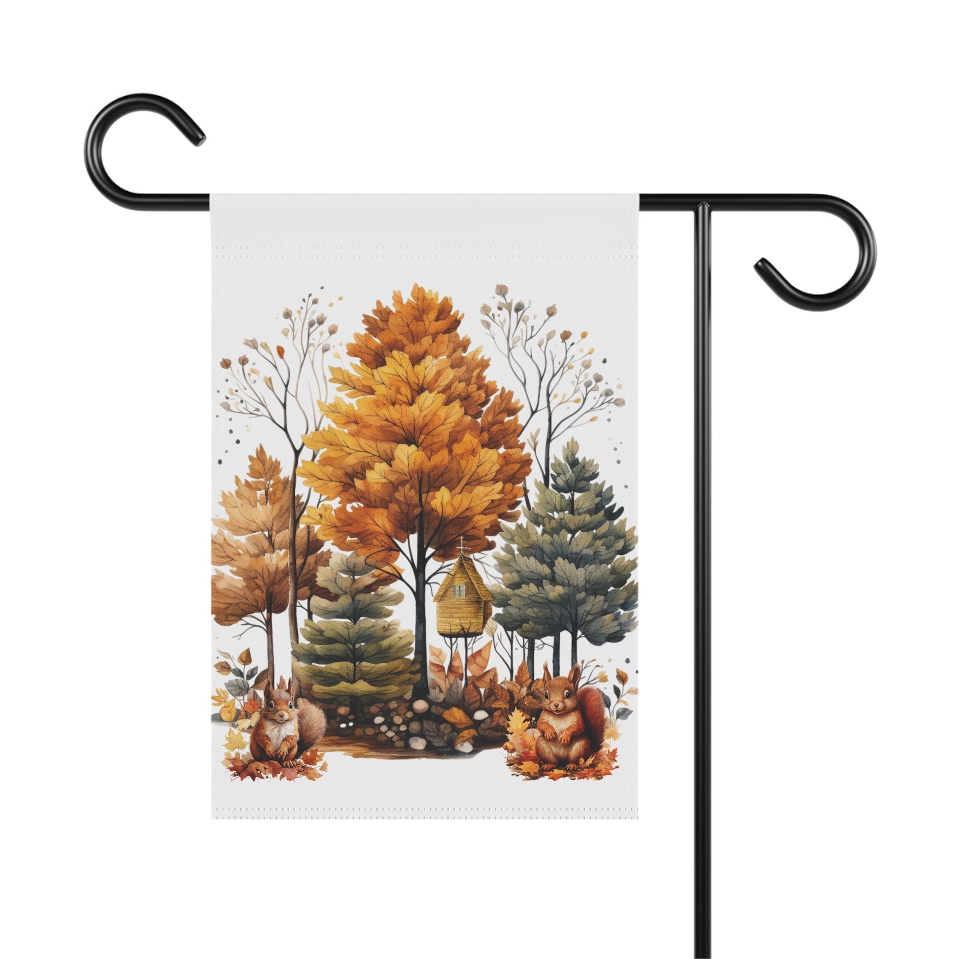 Autumn Garden Banner, Fall Decor, Squirrel Flag, Seasonal Outdoor Decoration, Thanksgiving Home Accent