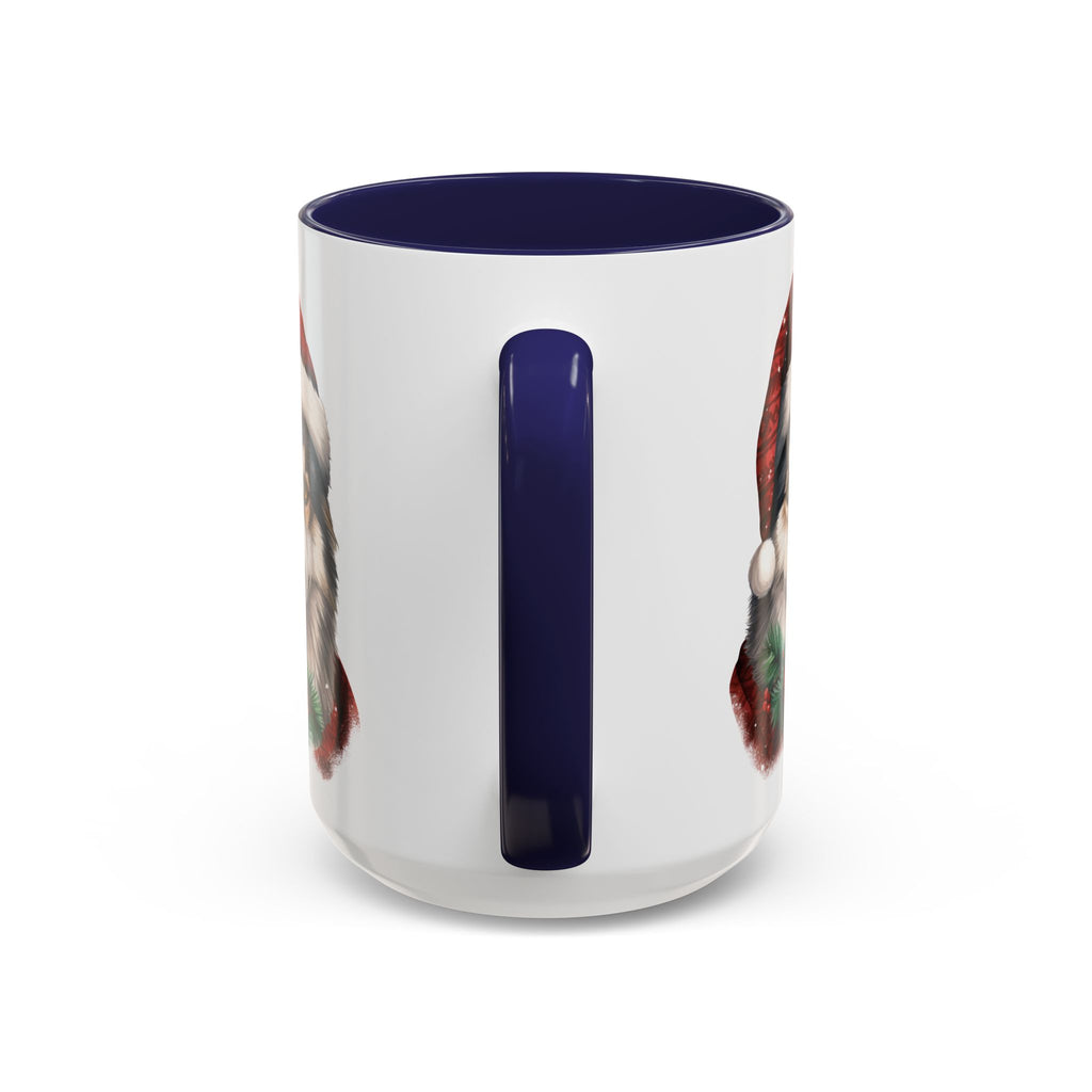 Christmas Husky Accent Coffee Mug – Festive Santa Hat Dog Holiday Gift (11/15oz)