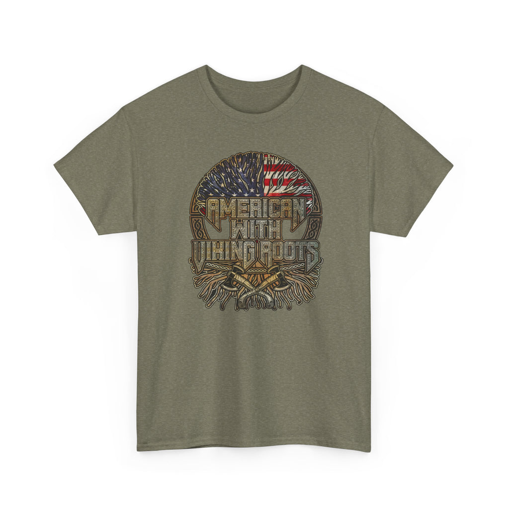 American Roots Viking Patriotic Tee - Father's Day Gift Heavy Cotton T-Shirt