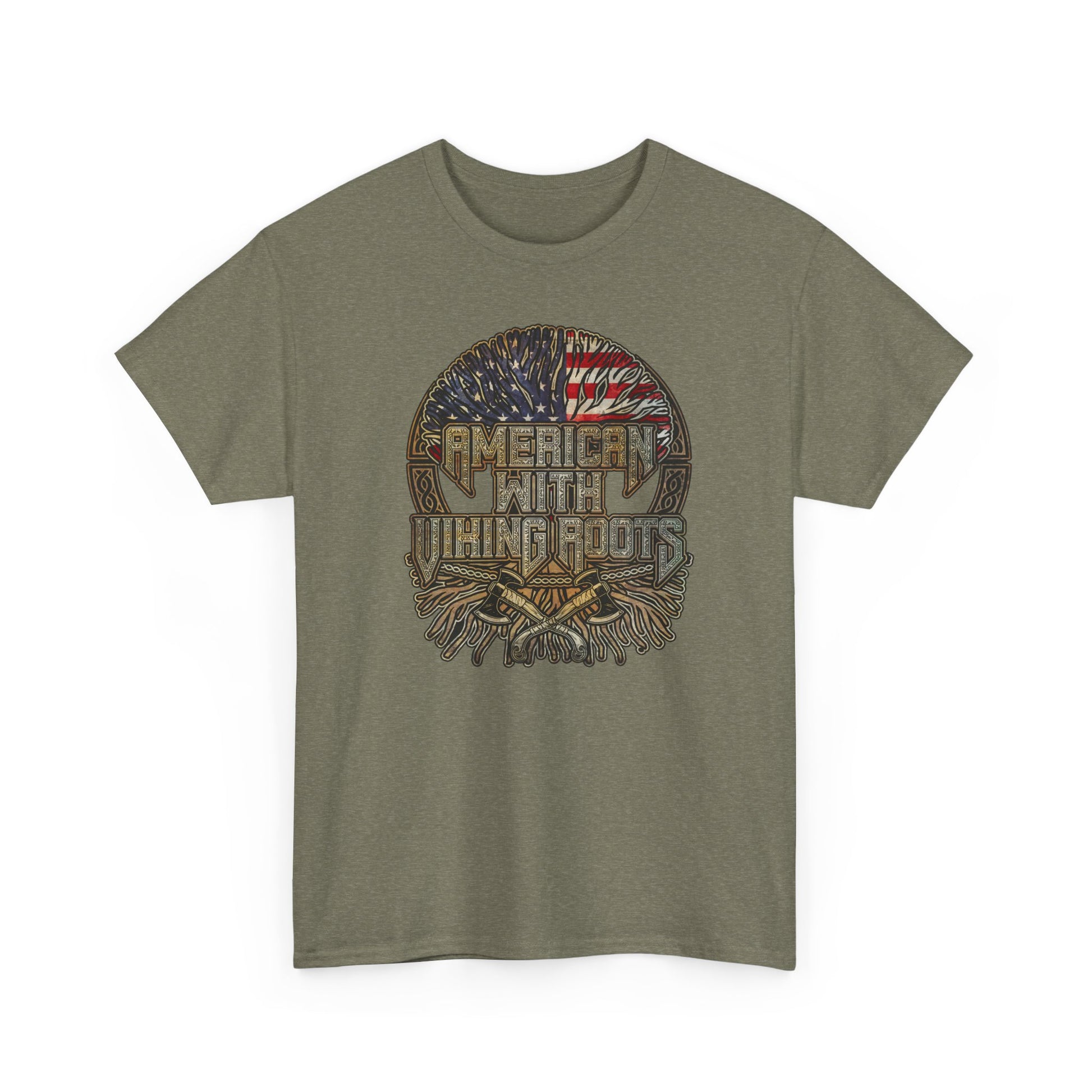 American Roots Viking Patriotic Tee - Father's Day Gift Heavy Cotton T-Shirt
