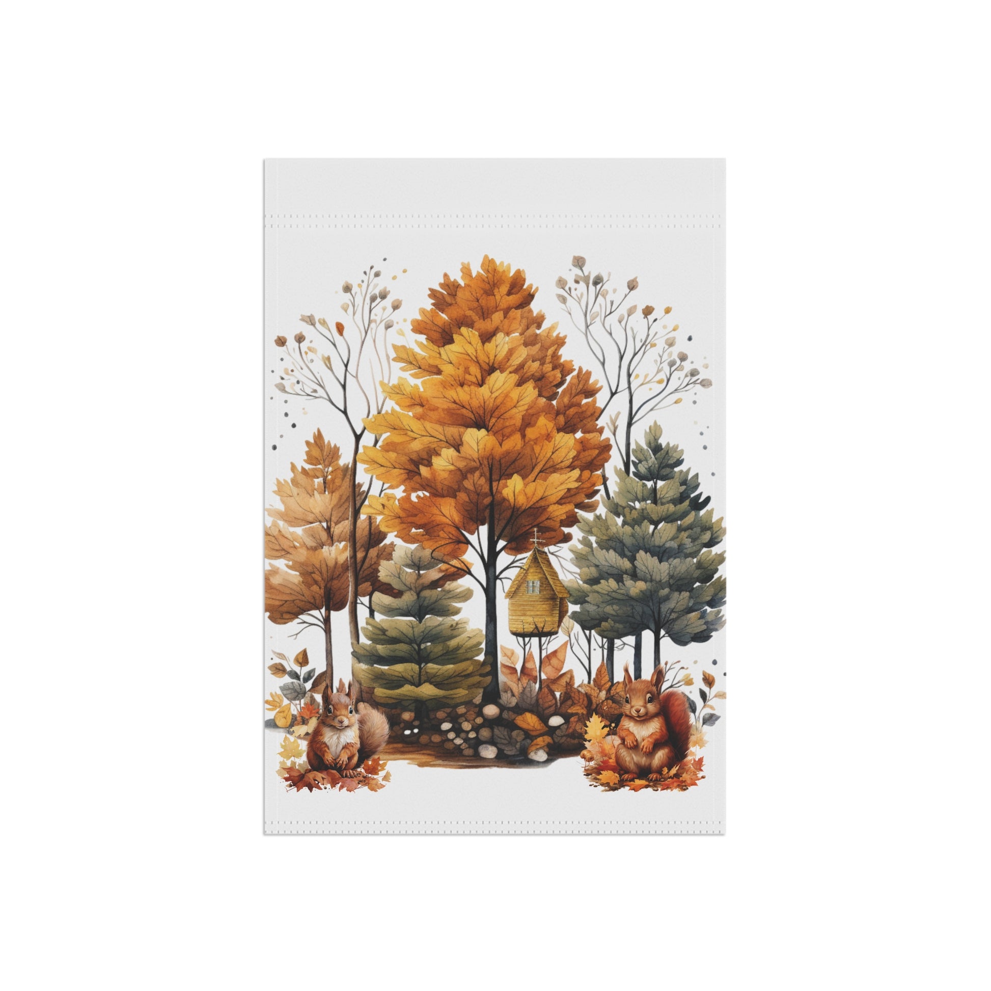 Autumn Garden Banner, Fall Decor, Squirrel Flag, Seasonal Outdoor Decoration, Thanksgiving Home Accent