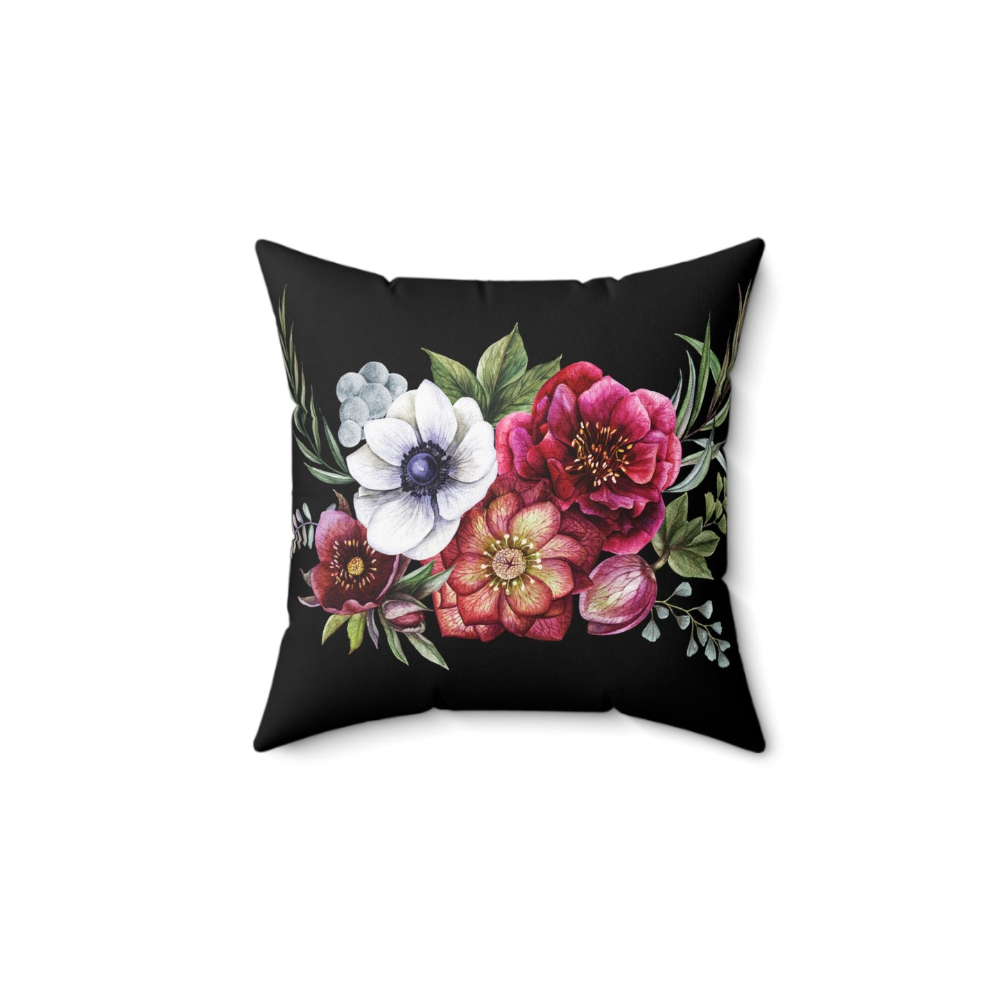 Decorative Pillow Dahlia Flowers, Faux Suede Square Pillow