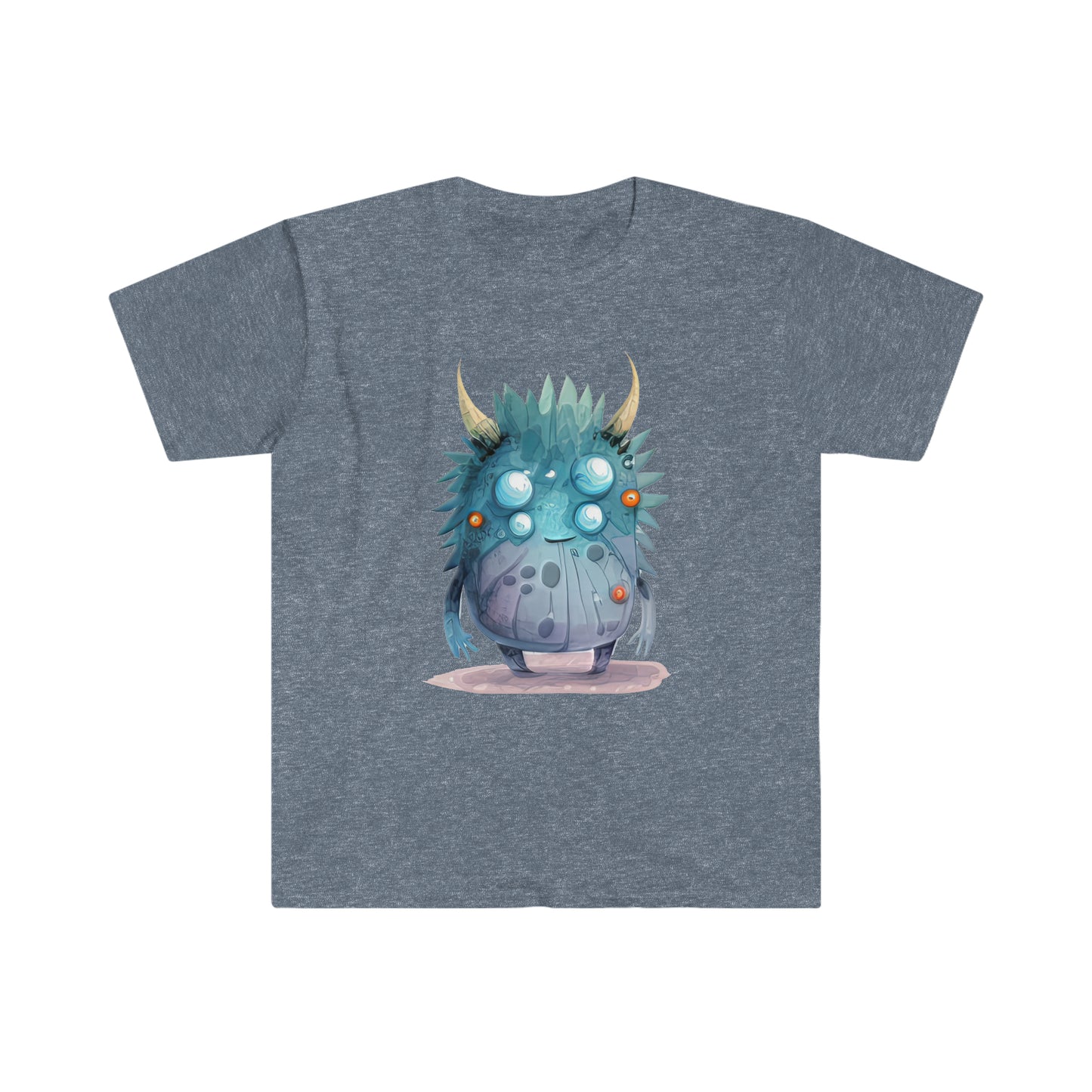 Young Men's Graphic Tee Cute Blue Monster Unisex Softstyle T-Shirt