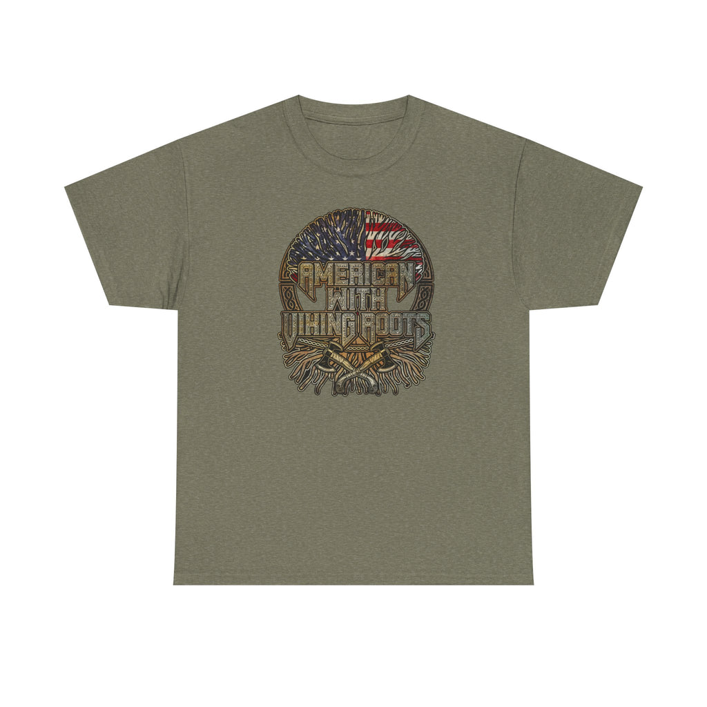 American Roots Viking Patriotic Tee - Father's Day Gift Heavy Cotton T-Shirt