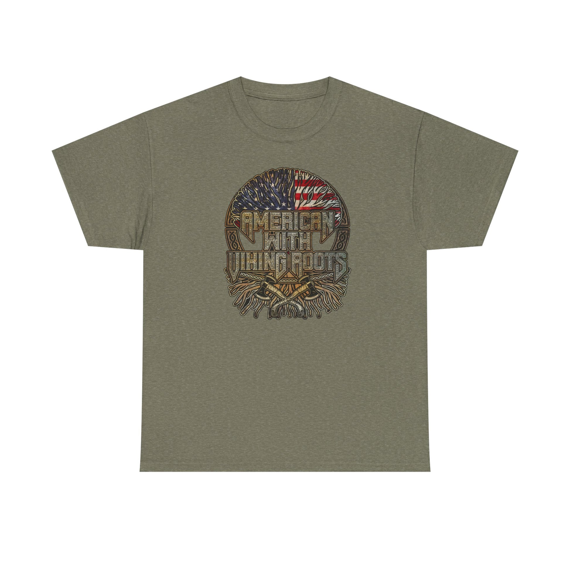 American Roots Viking Patriotic Tee - Father's Day Gift Heavy Cotton T-Shirt