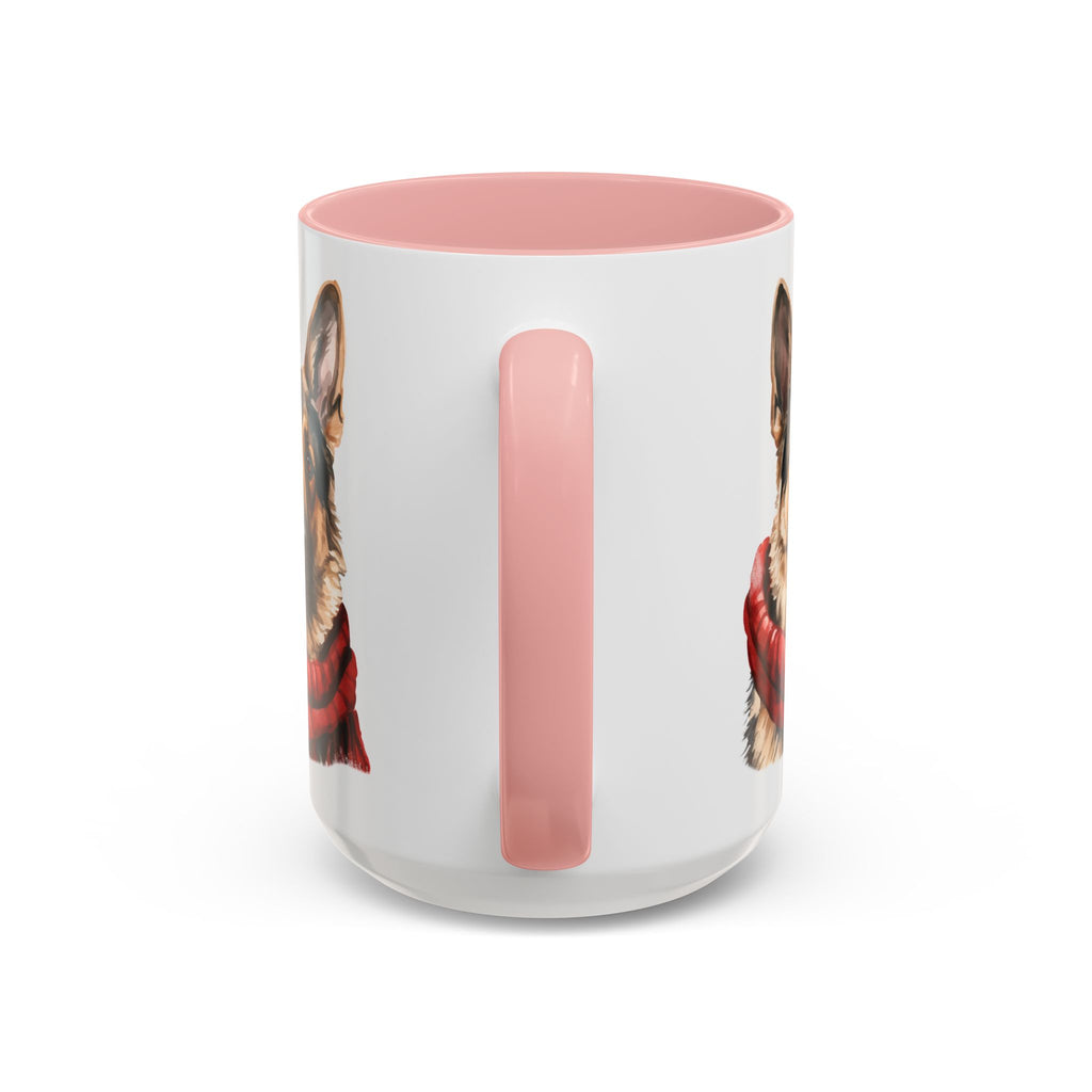 German Shepherd in Red Scarf Accent Coffee Mug | 11oz 15oz