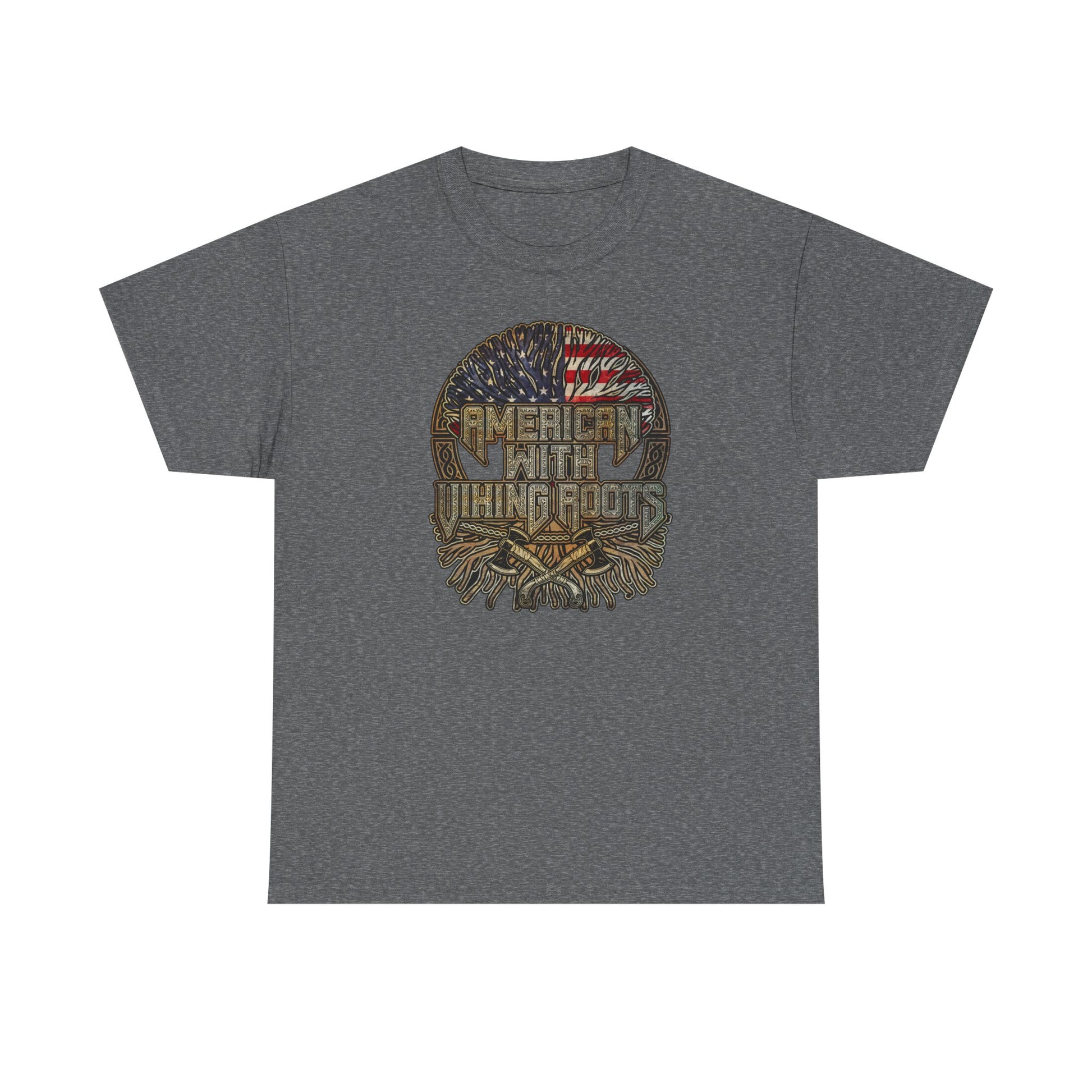 American Roots Viking Patriotic Tee - Father's Day Gift Heavy Cotton T-Shirt