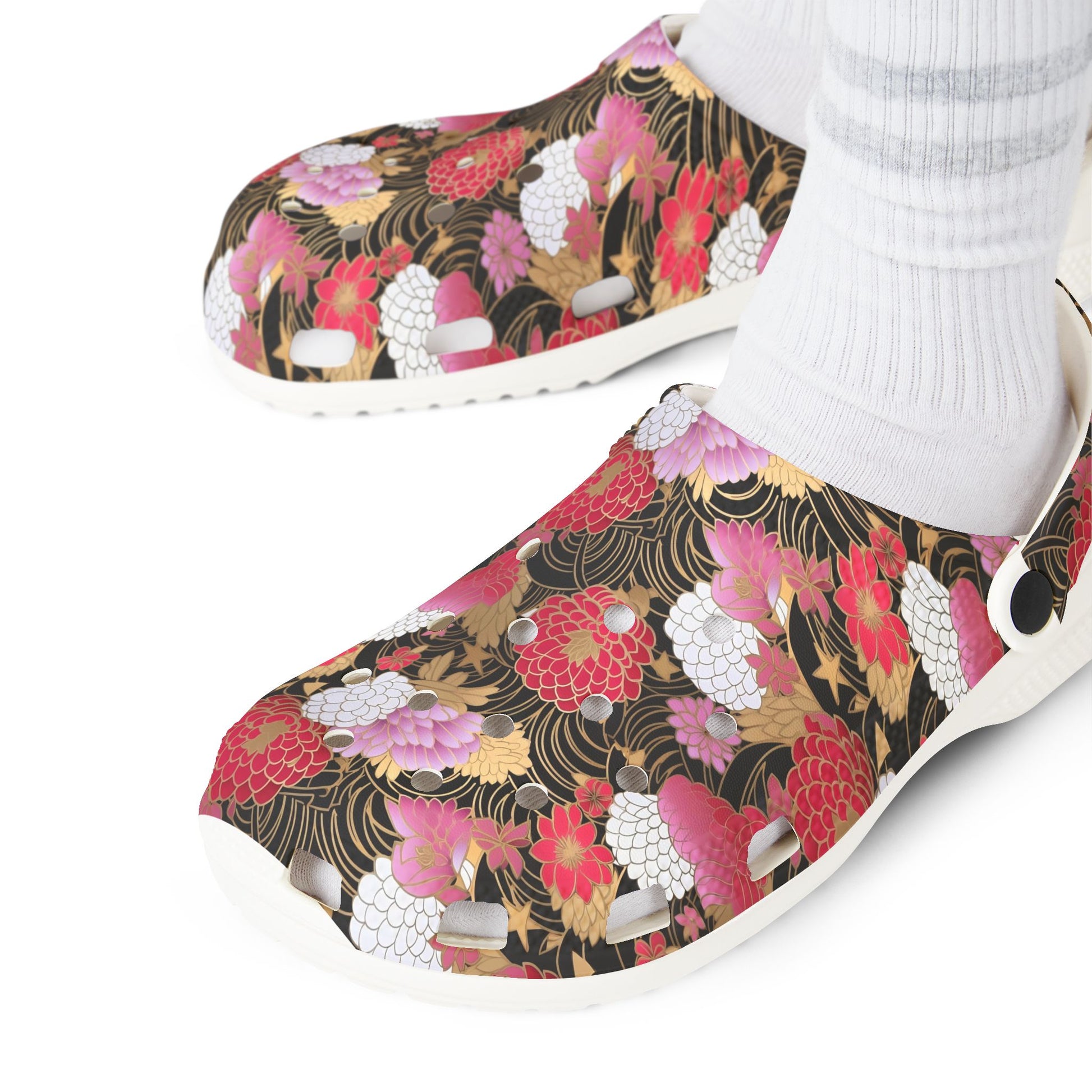 Comfortable Garden Shoes, Slip-On Japanese Chiyogami Design