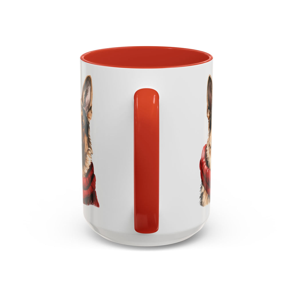 German Shepherd in Red Scarf Accent Coffee Mug | 11oz 15oz