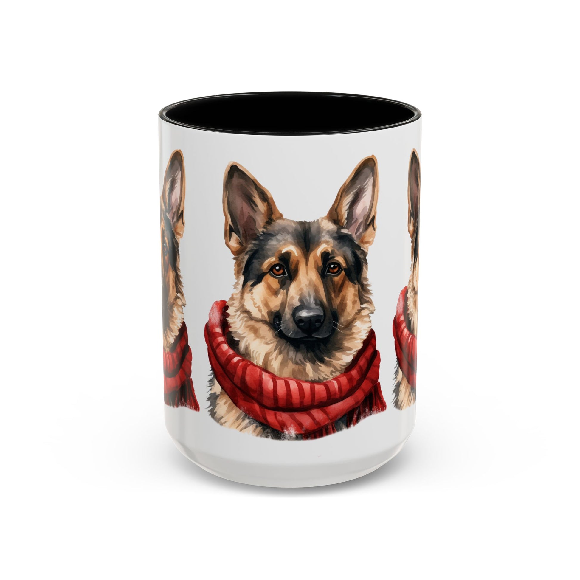 German Shepherd in Red Scarf Accent Coffee Mug | 11oz 15oz