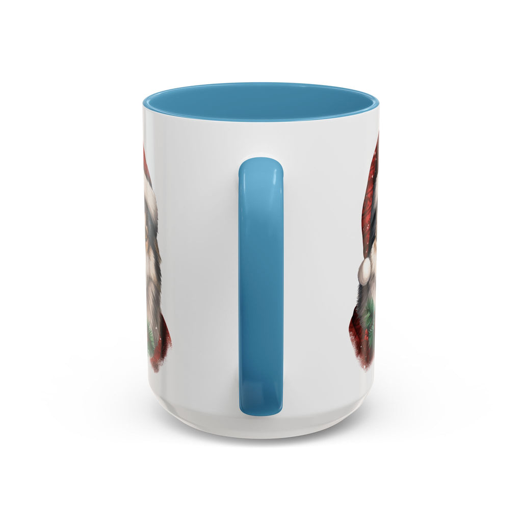 Christmas Husky Accent Coffee Mug – Festive Santa Hat Dog Holiday Gift (11/15oz)